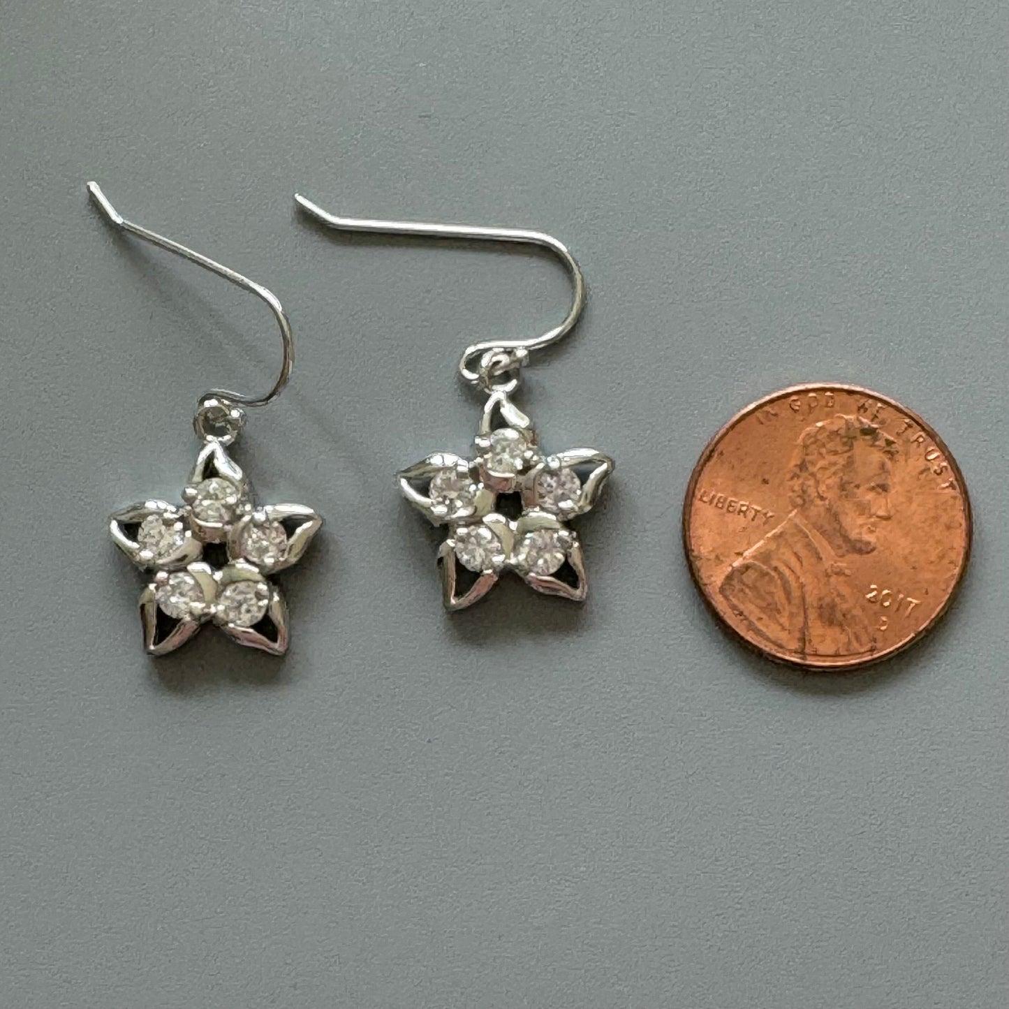 Sterling Silver CZ Flower or CZ Butterflies Earrings, Silver CZ Star Earrings, Silver Butterflies Earrings, Promise Flower Earrings