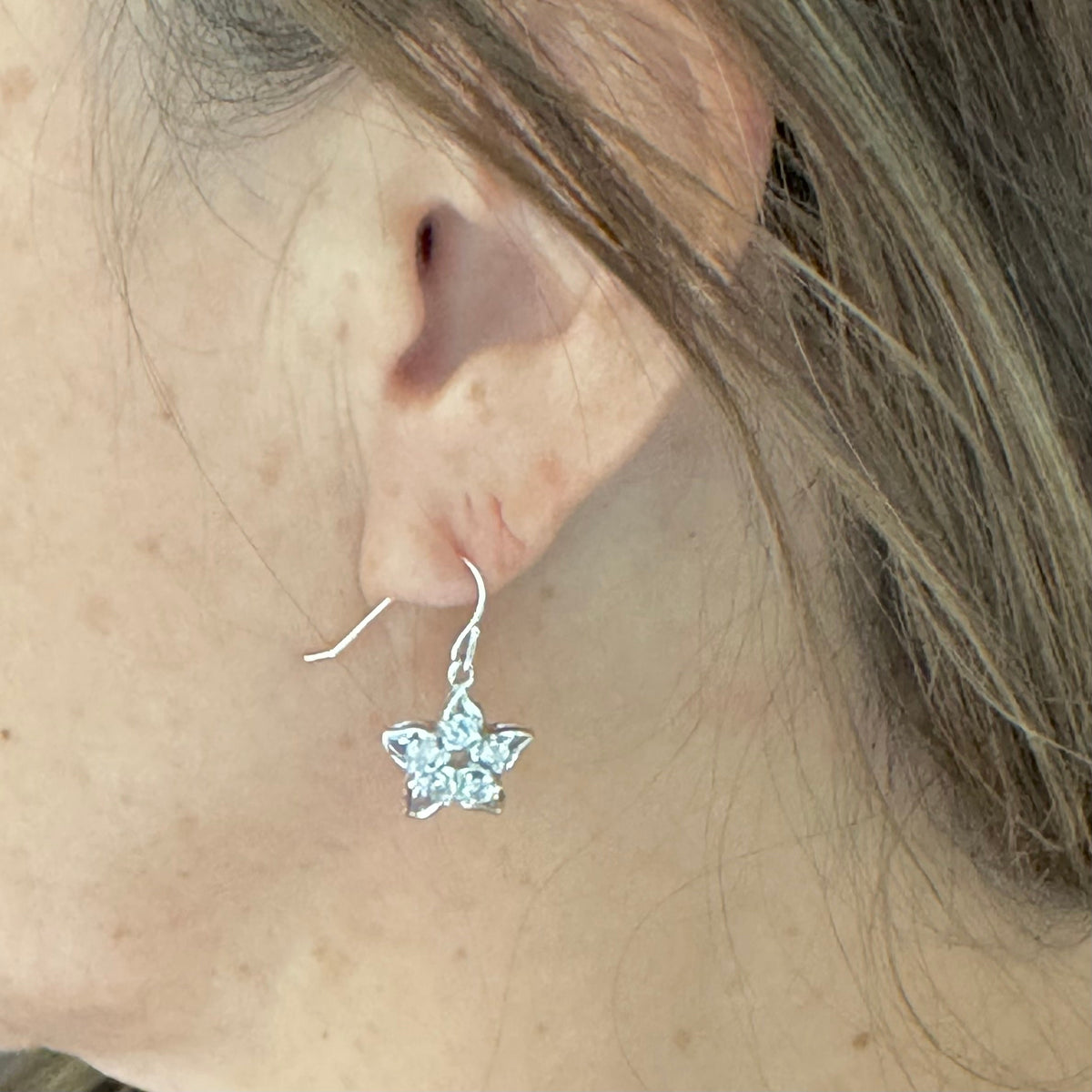 Sterling Silver CZ Dangle Earrings: Butterfly or Flower