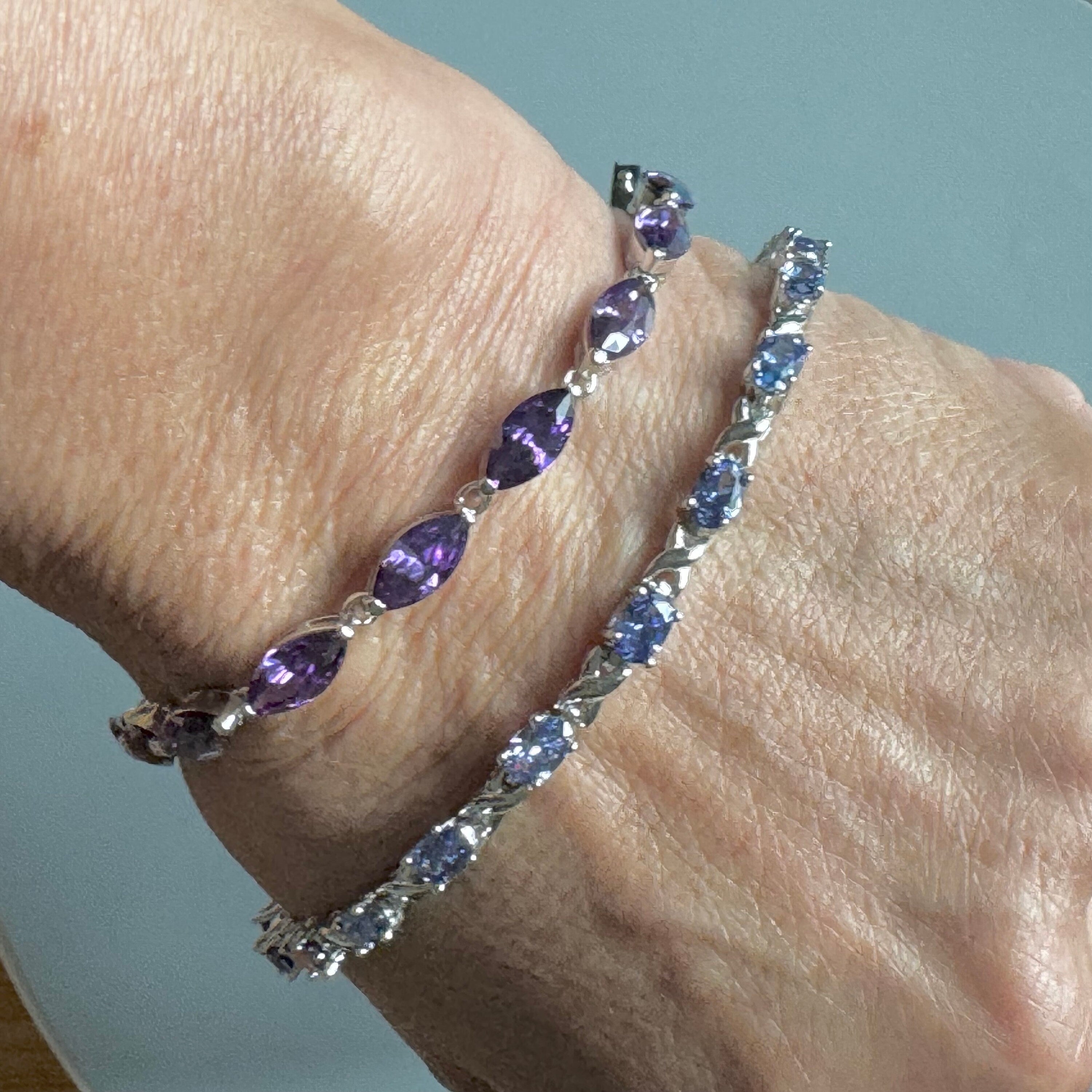 Amethyst and Cubic Zirconia Sterling Silver purchases Tennis Bracelet