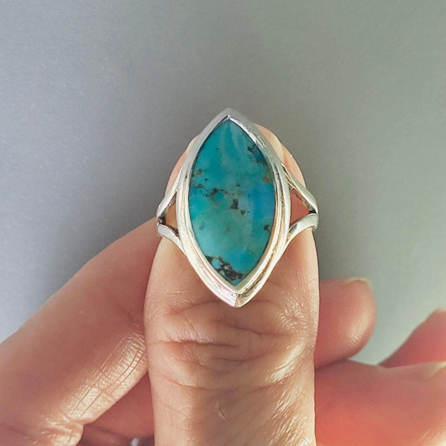Sterling Silver Diamond Turquoise or Abalone Ring: Promise Love Ring