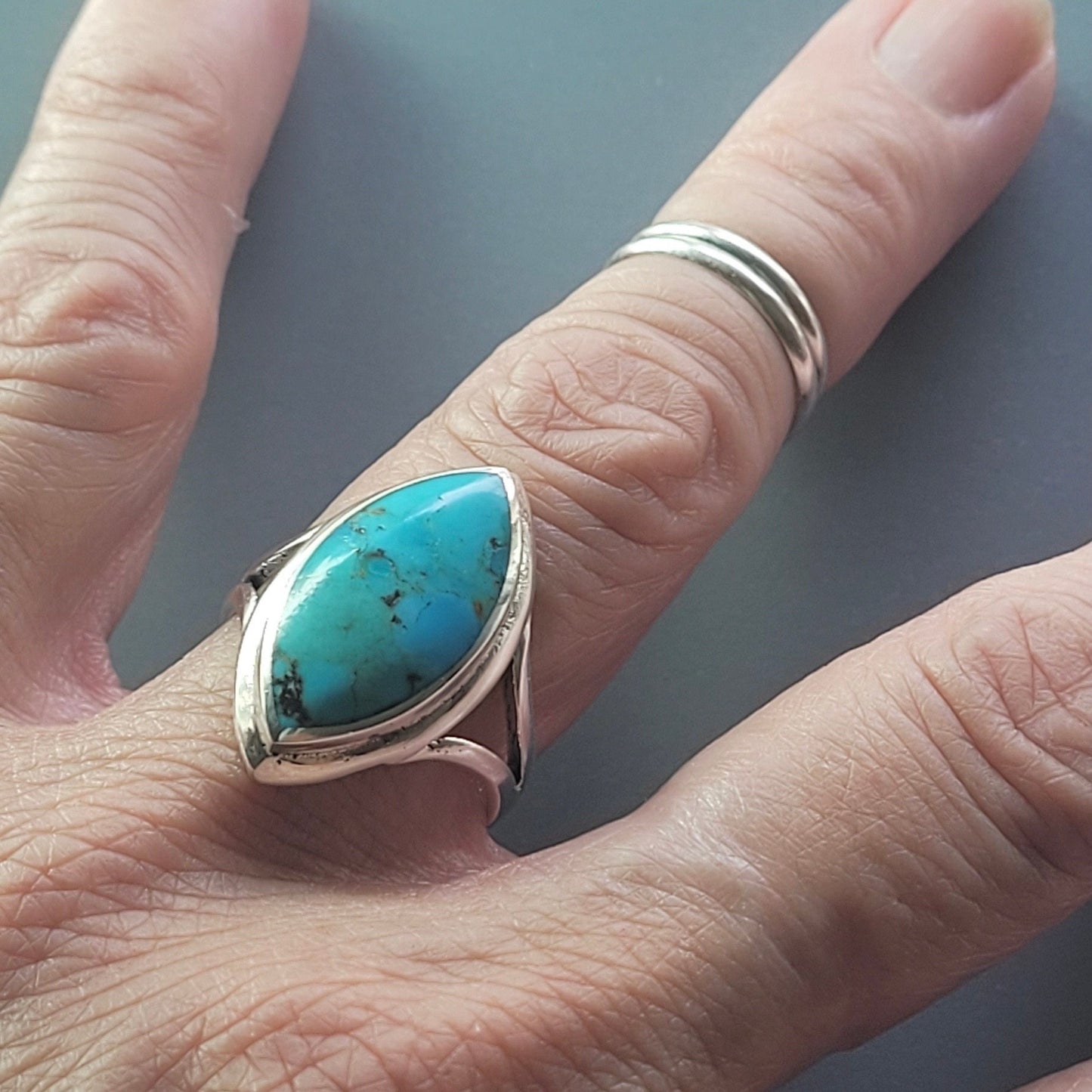 Sterling Silver Diamond Turquoise or Abalone Ring: Promise Love Ring