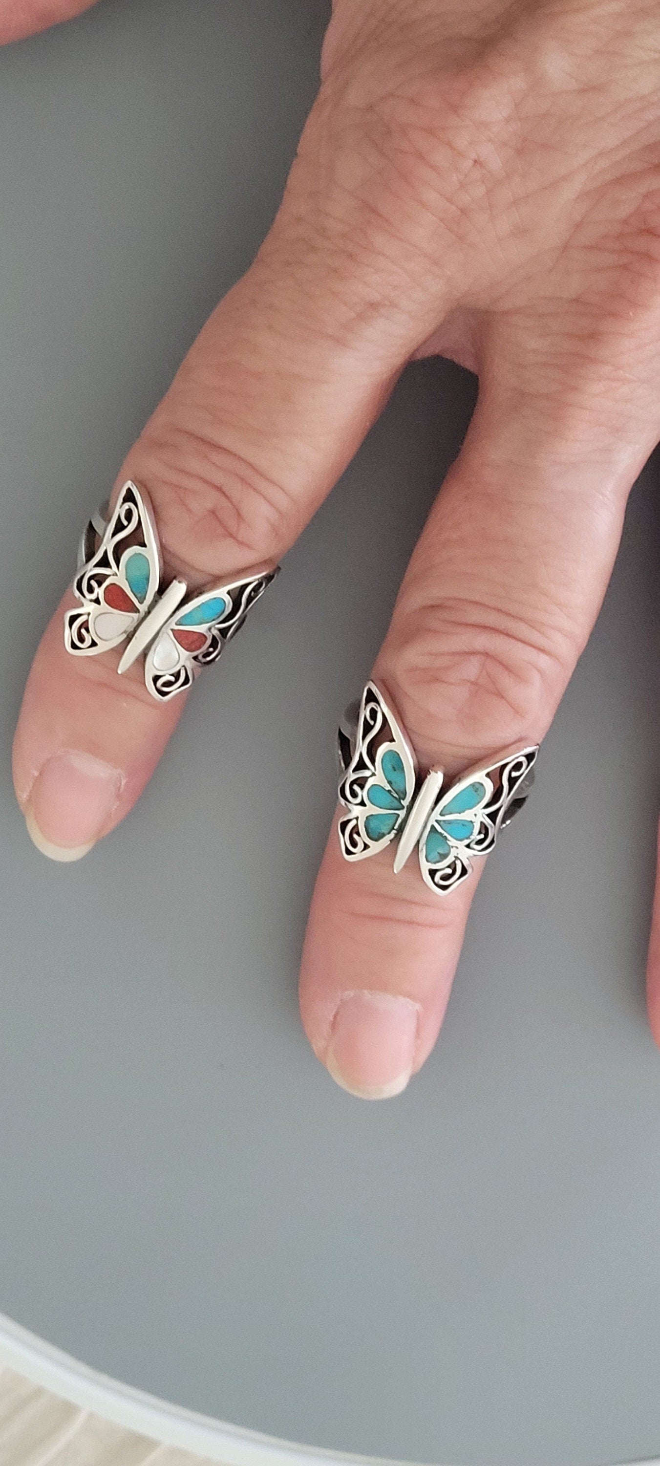 Sterling Silver Butterfly Genuine Turquoise or Mutiple Color Ring, Silver Turquoise Ring, Promise Butterfly Ring, Silver Butterfly Ring.