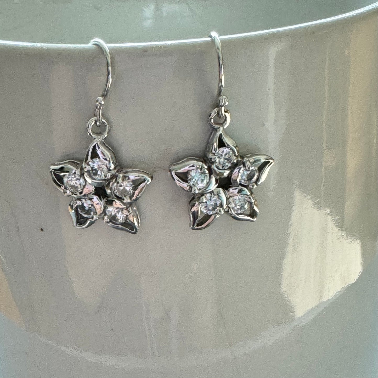 Sterling Silver CZ Flower or CZ Butterflies Earrings, Silver CZ Star Earrings, Silver Butterflies Earrings, Promise Flower Earrings