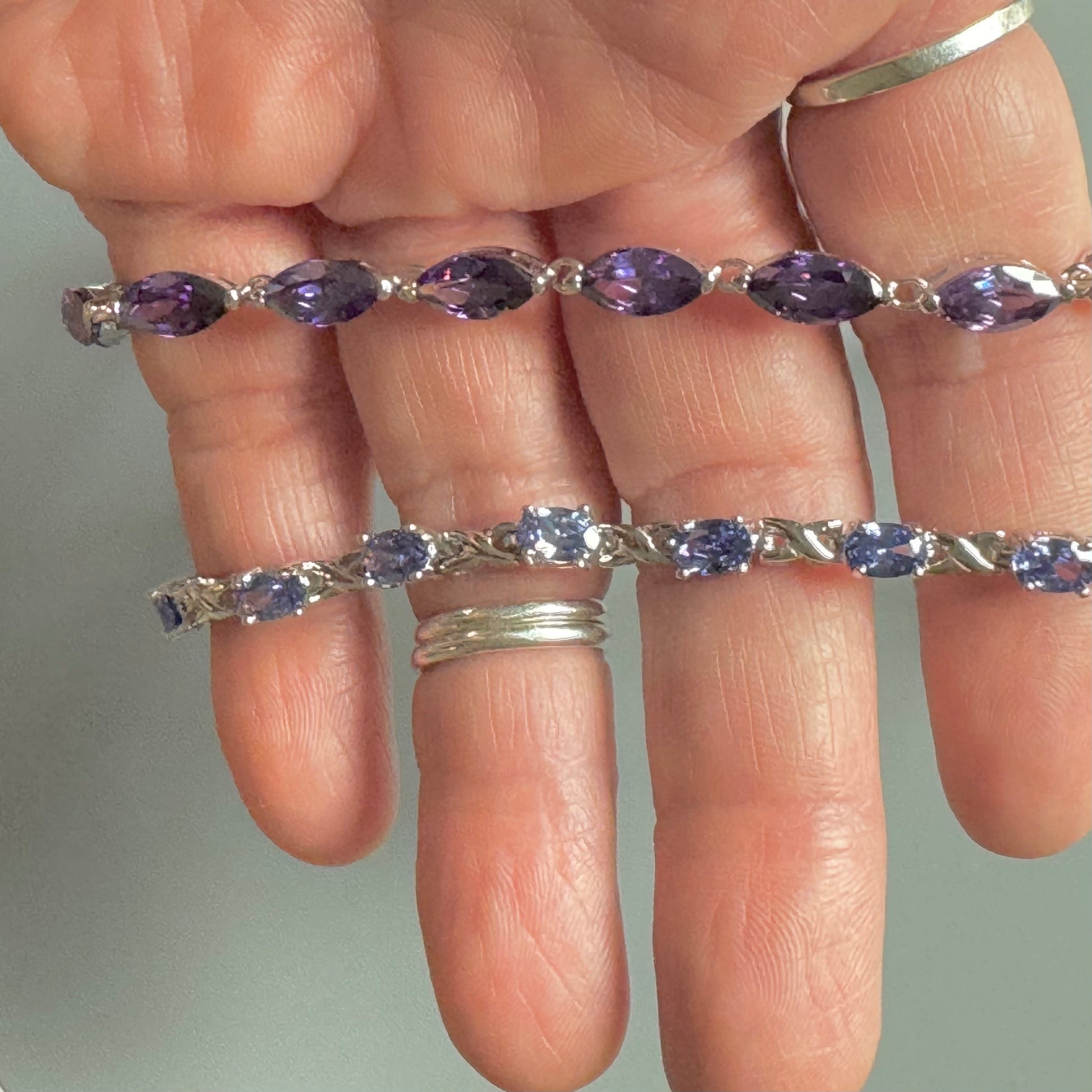 Amethyst CZ Tennis Sterling Silver Bracelet, Silver Tennis Bracelet, Amethyst Promise Tennis Bracelet, Purple Tennis Bracelet, CZ Bracelet.