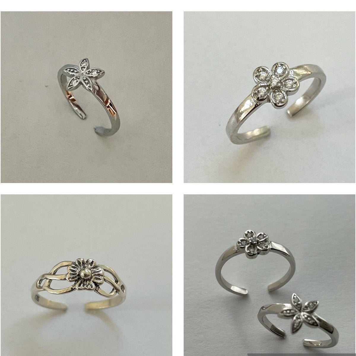 Sterling Silver CZ Plumeria Flower Toe Ring