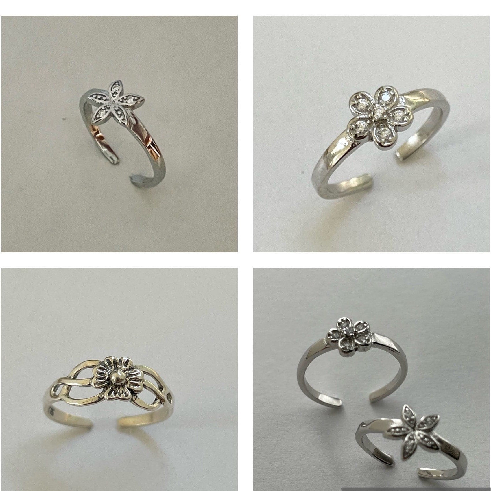 Sterling Silver CZ Plumeria Flower Toe Ring