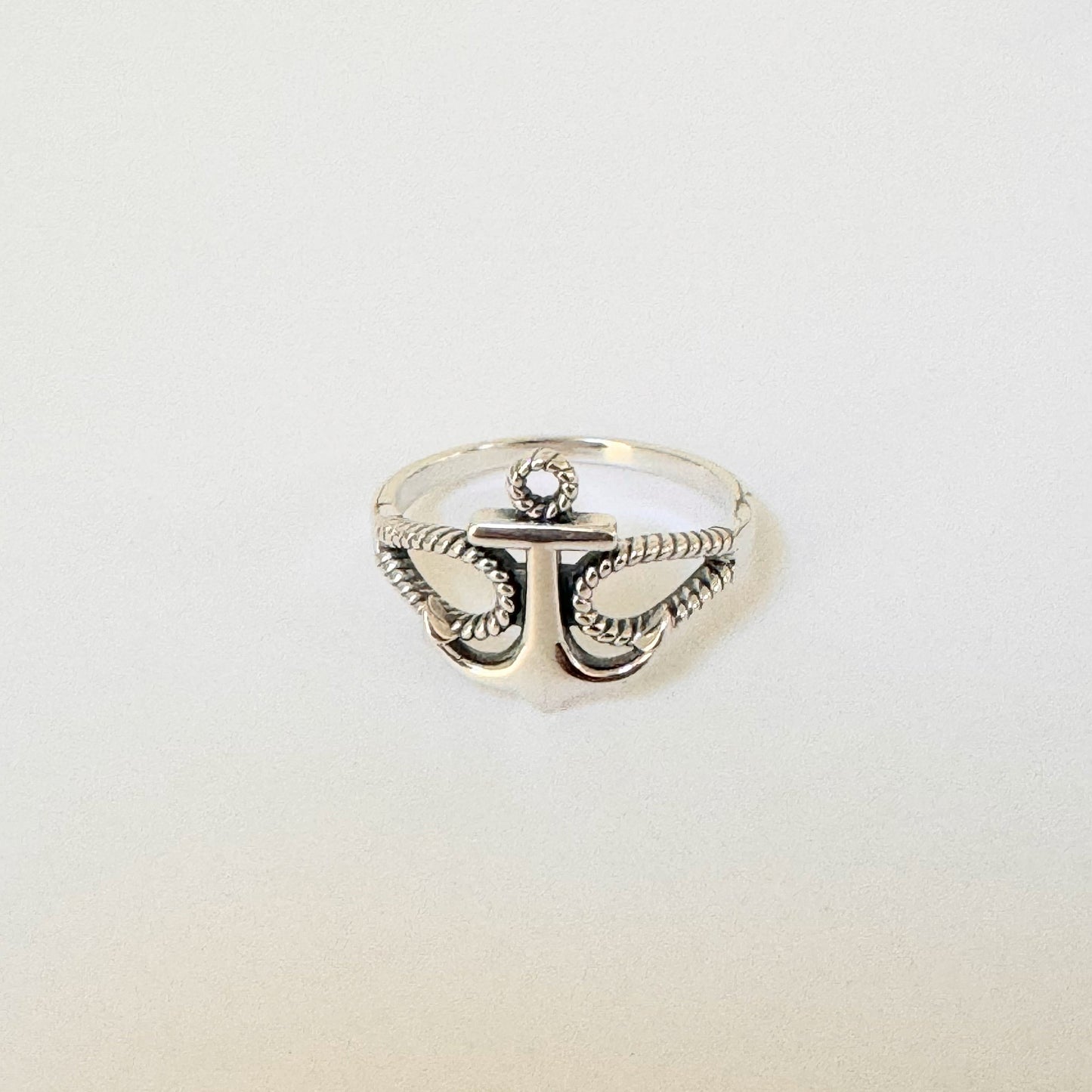 Sterling Silver Unisex Anchor Ring Rope Band, tranquility & peace Ring, Faith Ring, Promise Anchor Ring, Silver Ring, Anchor Boat Ring.