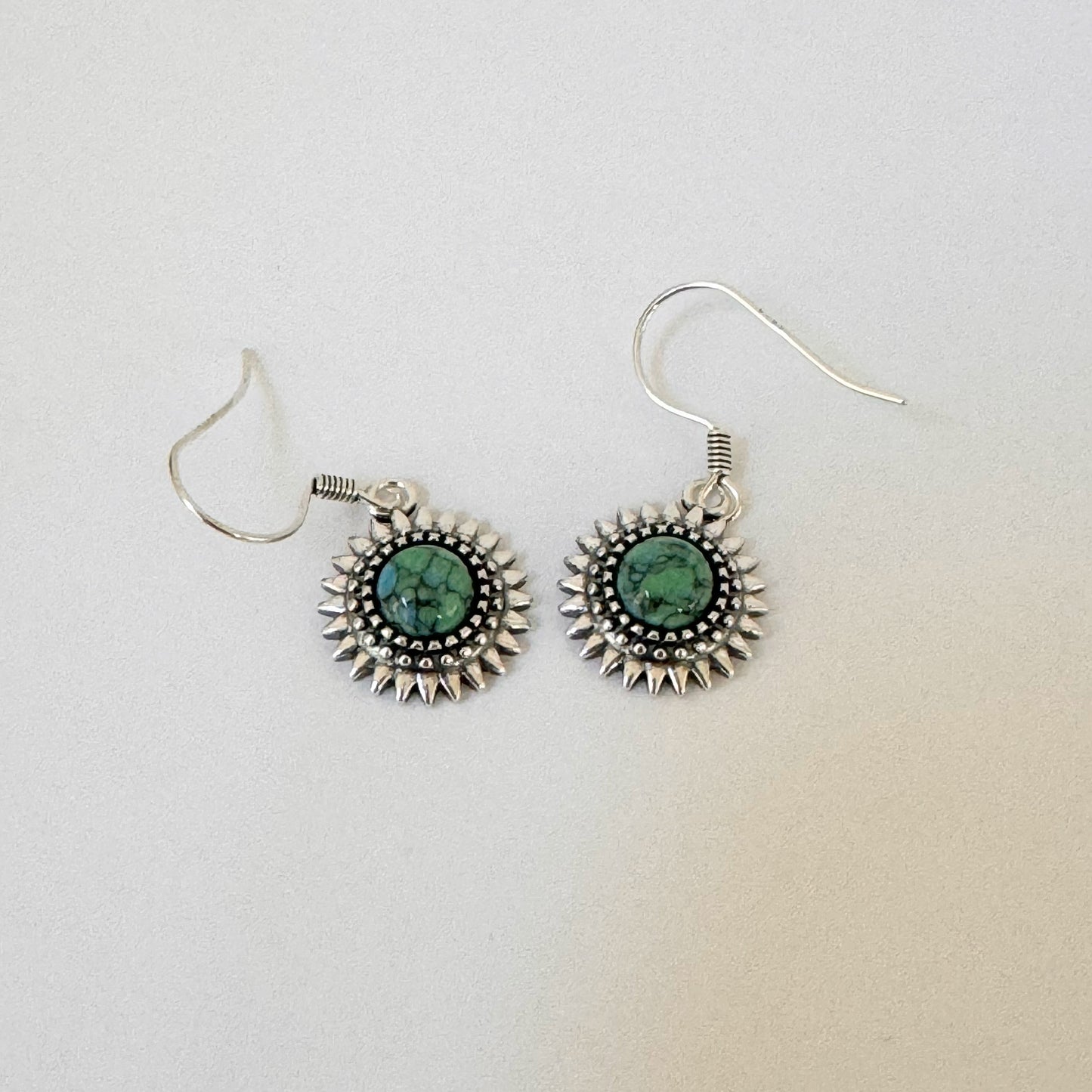 Dainty Sterling Silver Turquoise Flower or Daisy Earrings, Silver Flower Earrings, Stud Earrings, Silver Turquoise Earrings, Silver Earring