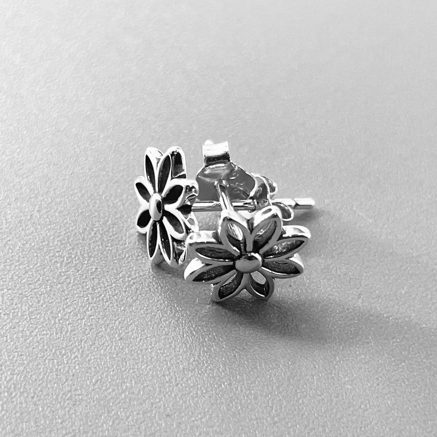 Sterling Silver Turquoise Flower Earrings: Dainty Boho Studs