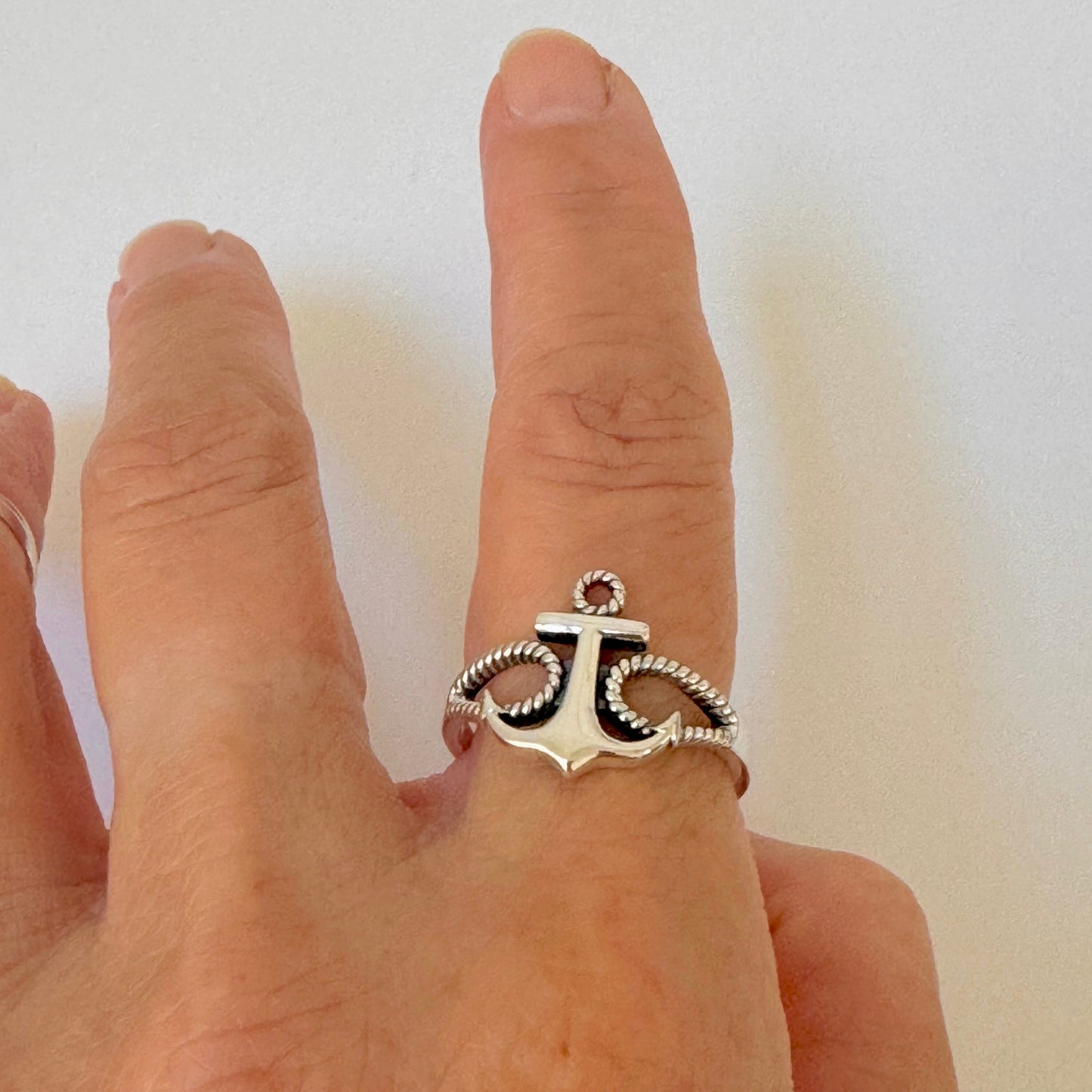 Sterling Silver Unisex Anchor Ring Rope Band, tranquility & peace Ring, Faith Ring, Promise Anchor Ring, Silver Ring, Anchor Boat Ring.