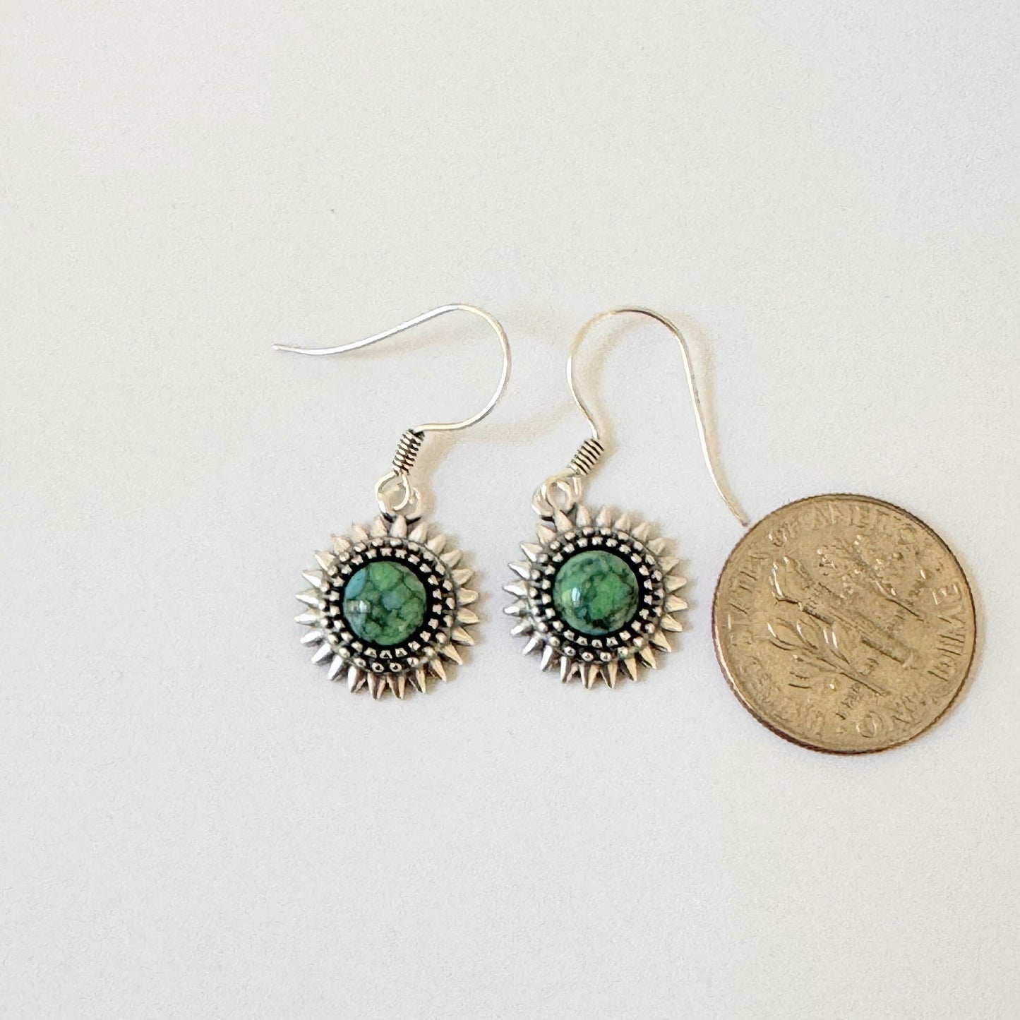 Dainty Sterling Silver Turquoise Flower or Daisy Earrings, Silver Flower Earrings, Stud Earrings, Silver Turquoise Earrings, Silver Earring