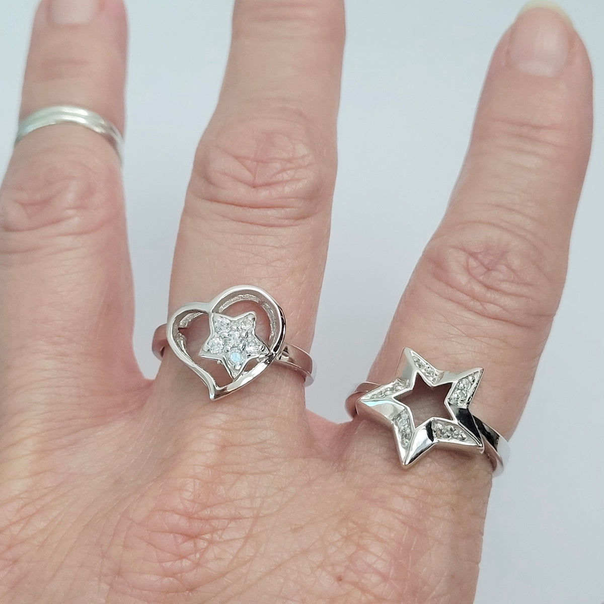 Sterling Silver CZ Star Ring: Boho Promise Ring