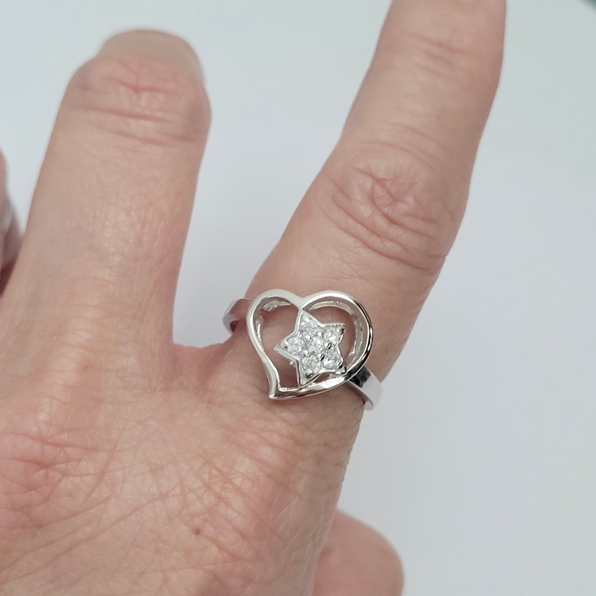 Sterling Silver CZ Star Ring: Boho Promise Ring