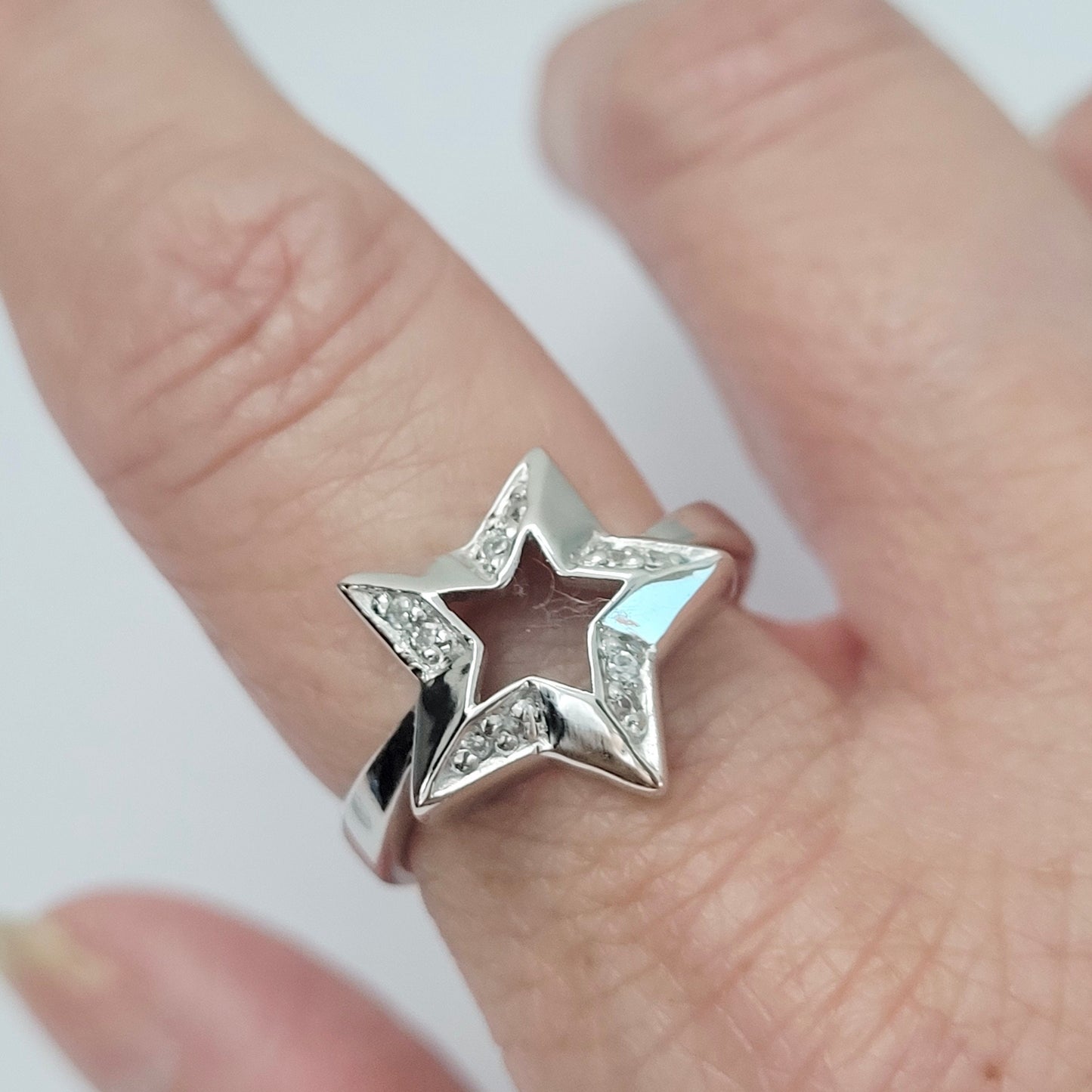 Sterling Silver CZ Star Ring: Boho Promise Ring