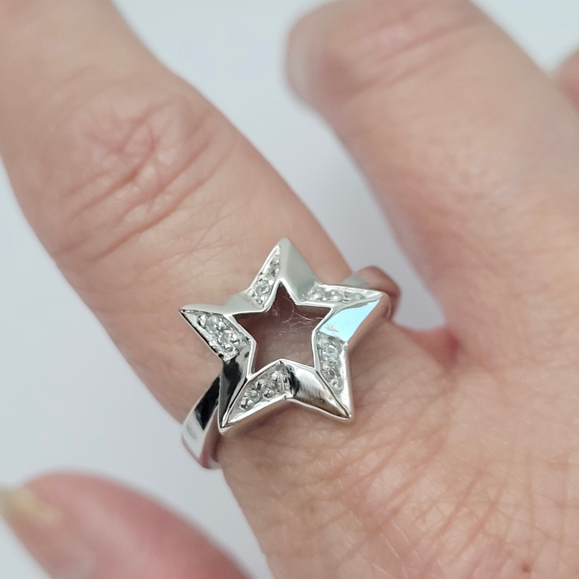 Sterling Silver CZ Star Ring: Boho Promise Ring