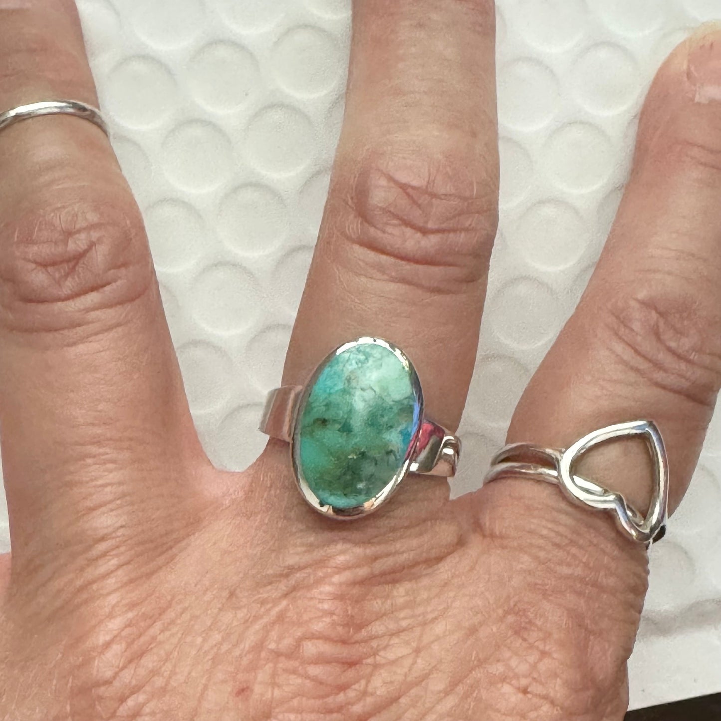 Oval Genuine Turquoise Sterling Silver Ring: Boho Promise Ring