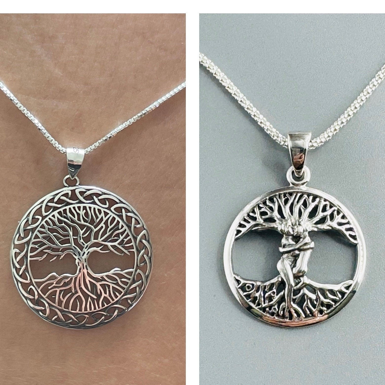 Sterling Silver Tree of Life Necklace: Family Love Pendant