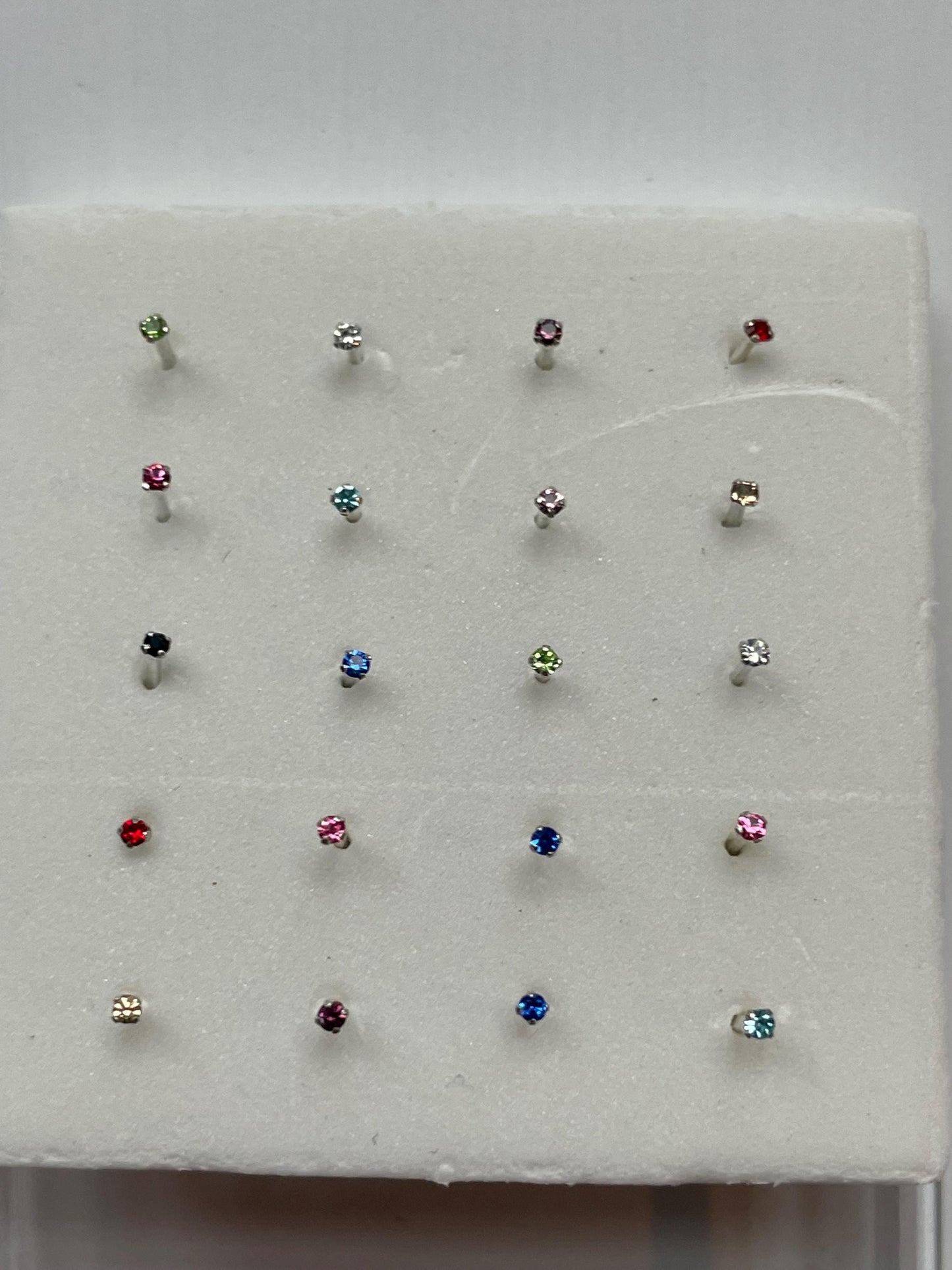 Sterling Silver Tiny Assorted Nose Stud, CZ Nose Ring, Silver Ball Nose Stud, Color Ball Nose Stud, CZ Colors Nose Stud, Promise Nose Ring