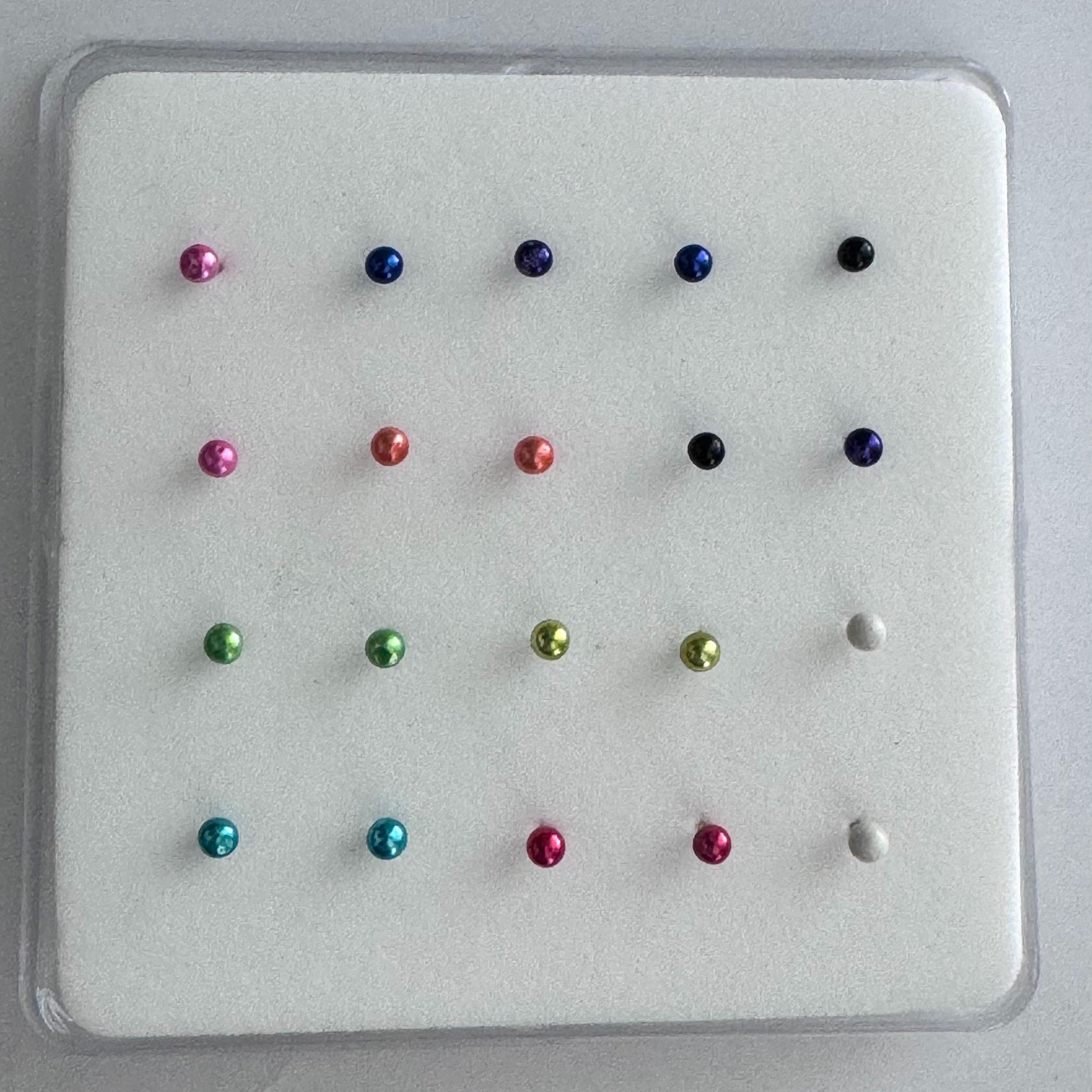 Sterling Silver Tiny Assorted Nose Stud, CZ Nose Ring, Silver Ball Nose Stud, Color Ball Nose Stud, CZ Colors Nose Stud, Promise Nose Ring