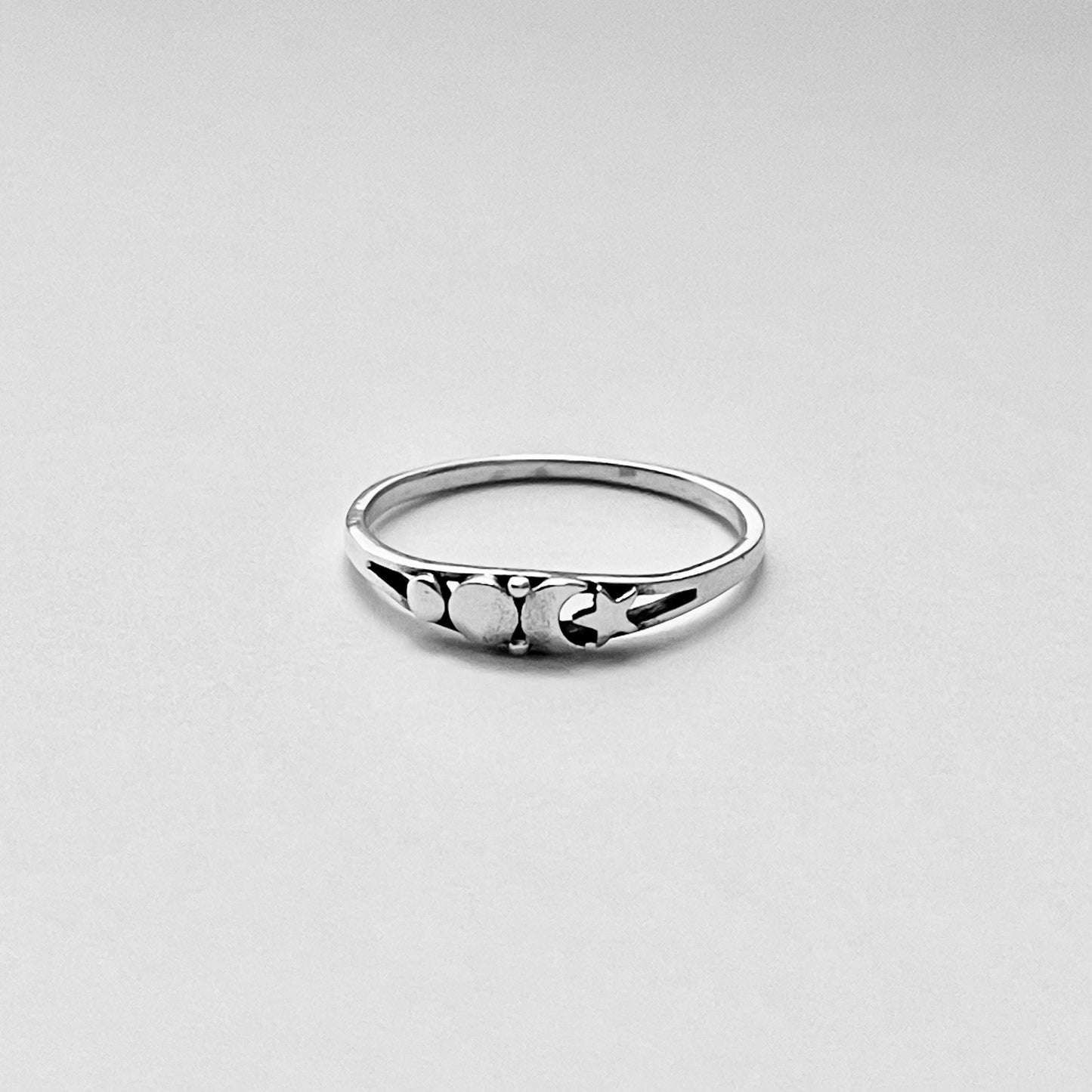 Dainty Star and Moon Sterling Silver Ring, Celestial Ring, Moon Ring, Boho Ring, Sun Silver Ring, Silver Star Ring, Crescent Moon Ring