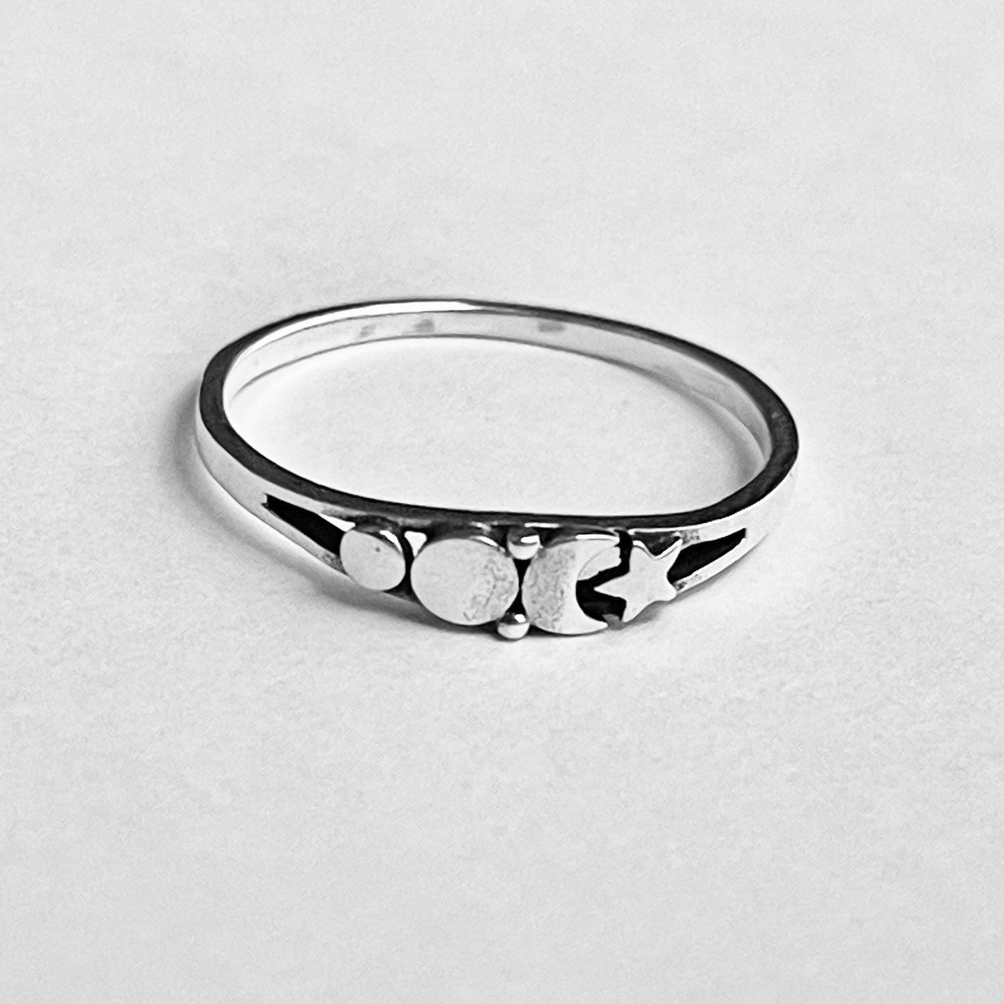 Dainty Star and Moon Sterling Silver Ring, Celestial Ring, Moon Ring, Boho Ring, Sun Silver Ring, Silver Star Ring, Crescent Moon Ring