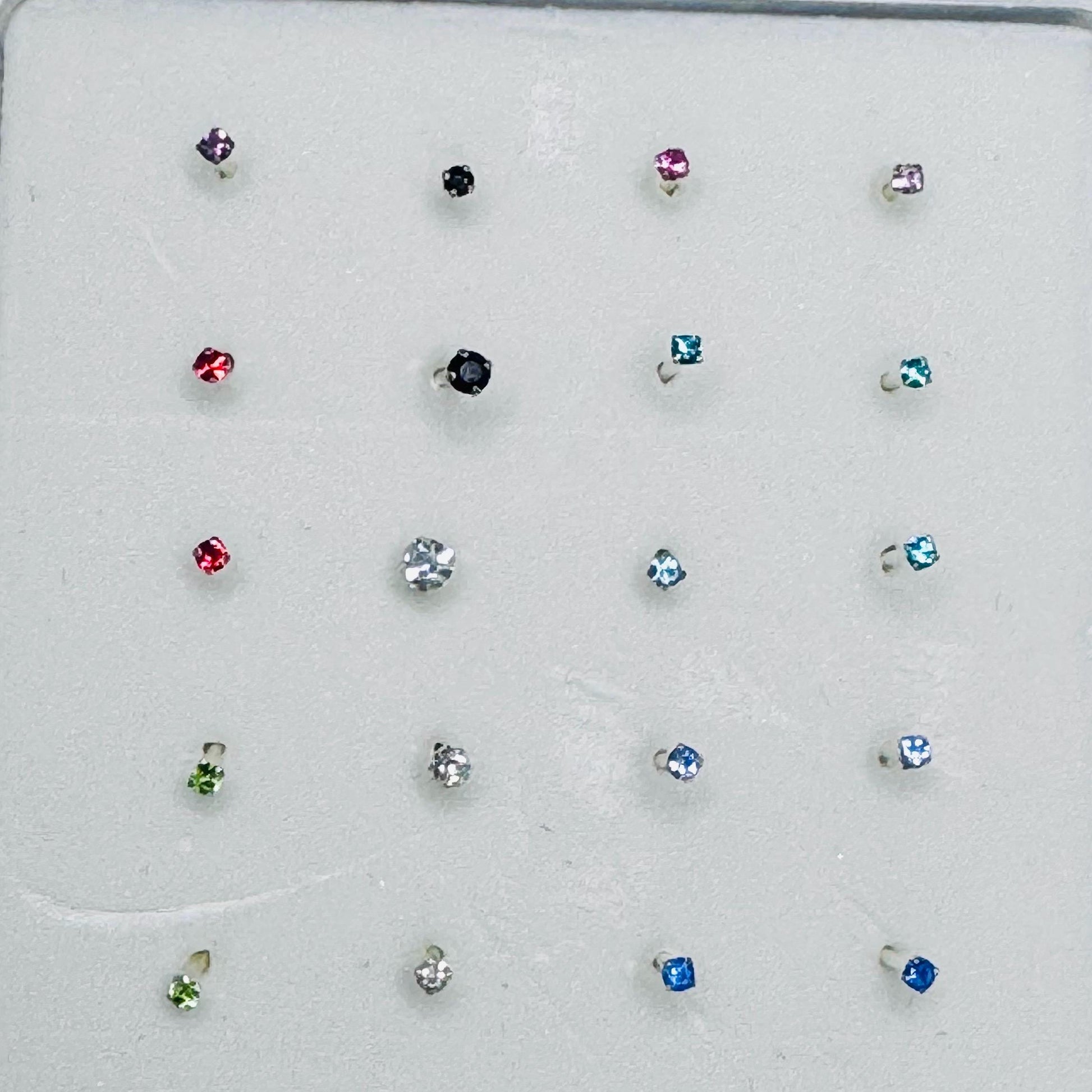 Sterling Silver Tiny Assorted Nose Stud, CZ Nose Ring, Silver Ball Nose Stud, Color Ball Nose Stud, CZ Colors Nose Stud, Promise Nose Ring