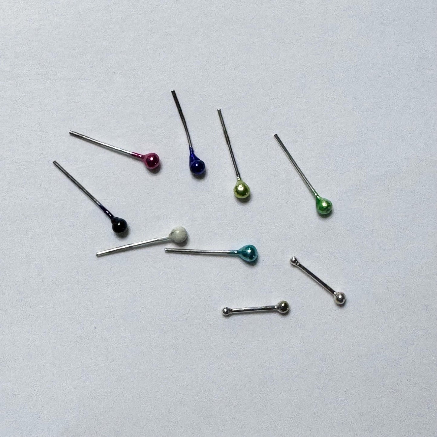 Sterling Silver Tiny Assorted Nose Stud, CZ Nose Ring, Silver Ball Nose Stud, Color Ball Nose Stud, CZ Colors Nose Stud, Promise Nose Ring