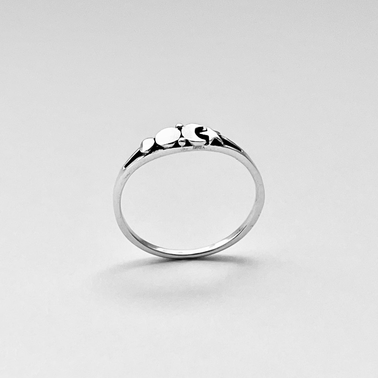 Dainty Star and Moon Sterling Silver Ring, Celestial Ring, Moon Ring, Boho Ring, Sun Silver Ring, Silver Star Ring, Crescent Moon Ring