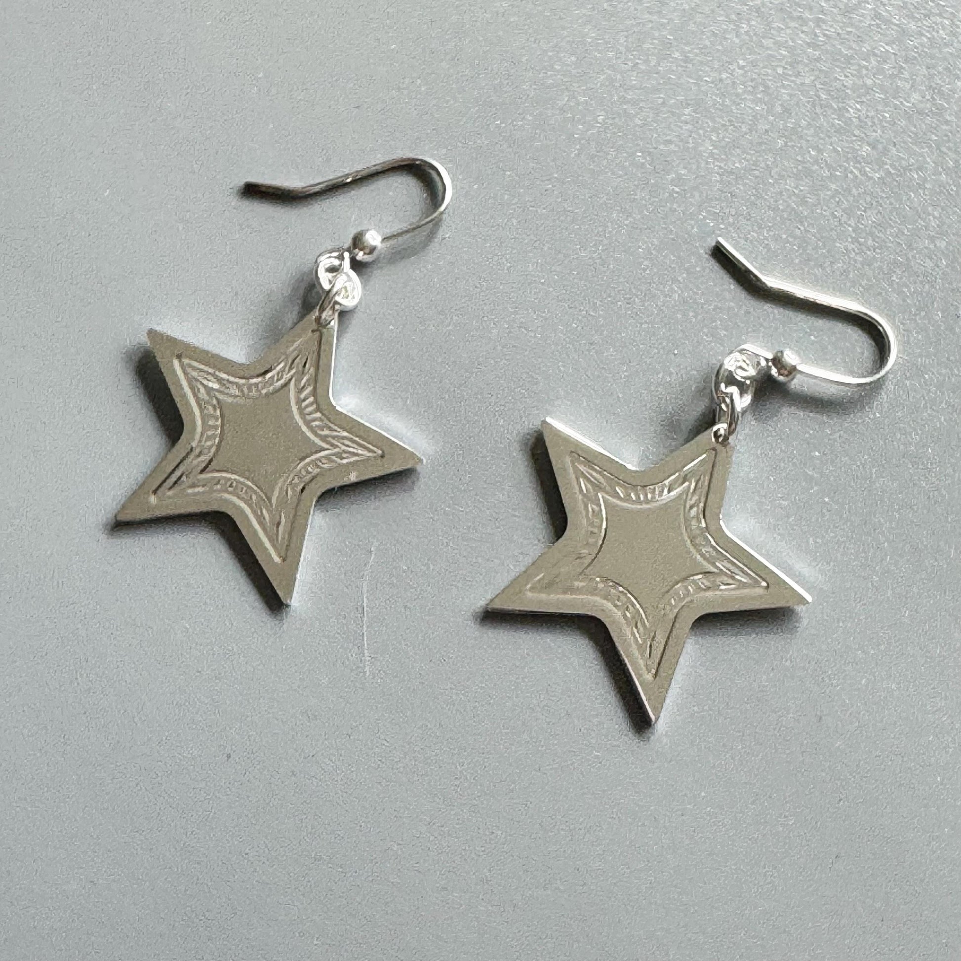 Sterling Silver Star Earrings, Turquoise Star Earrings, Silver Star Earrings, Silver Turquoise Earrings, Promise Silver Star Earrings.