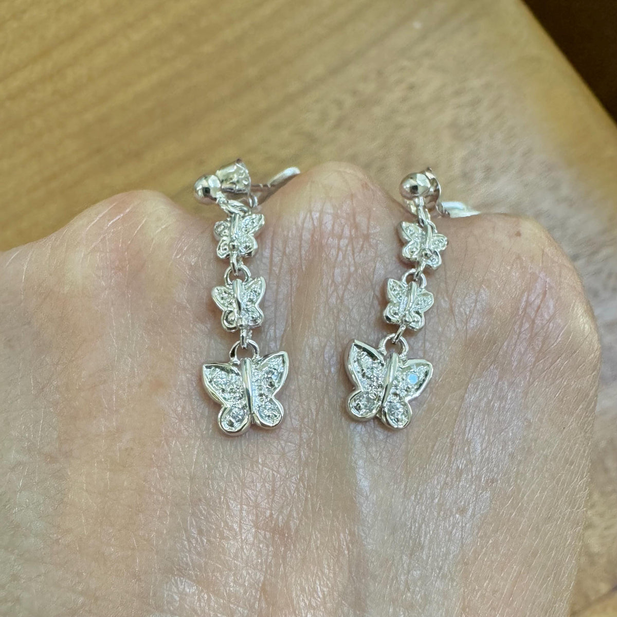 Sterling Silver CZ Dangle Earrings: Butterfly or Flower