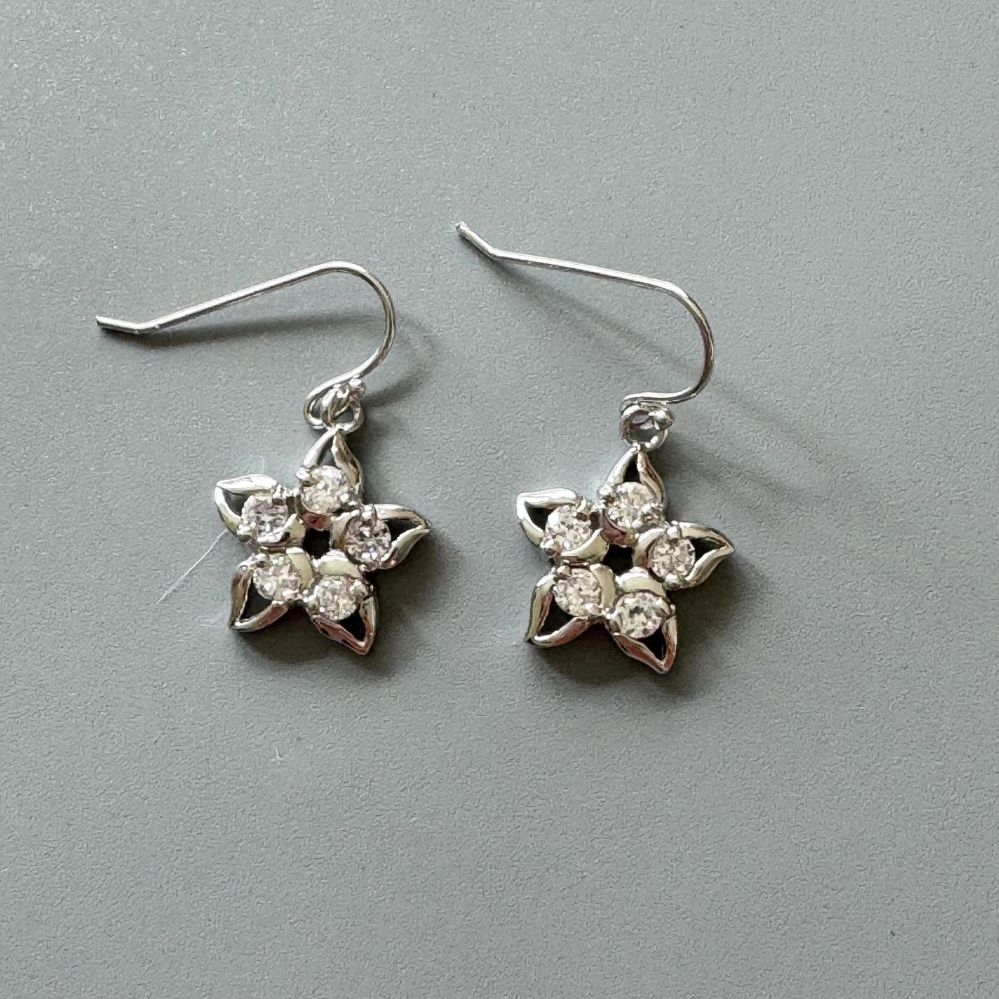 Sterling Silver CZ Flower or CZ Butterflies Earrings, Silver CZ Star Earrings, Silver Butterflies Earrings, Promise Flower Earrings