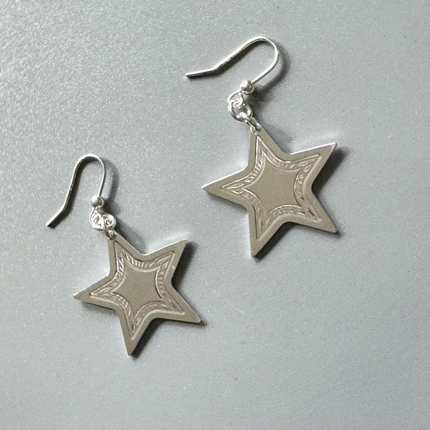 Sterling Silver Turquoise Star Earrings: 925 Stamped