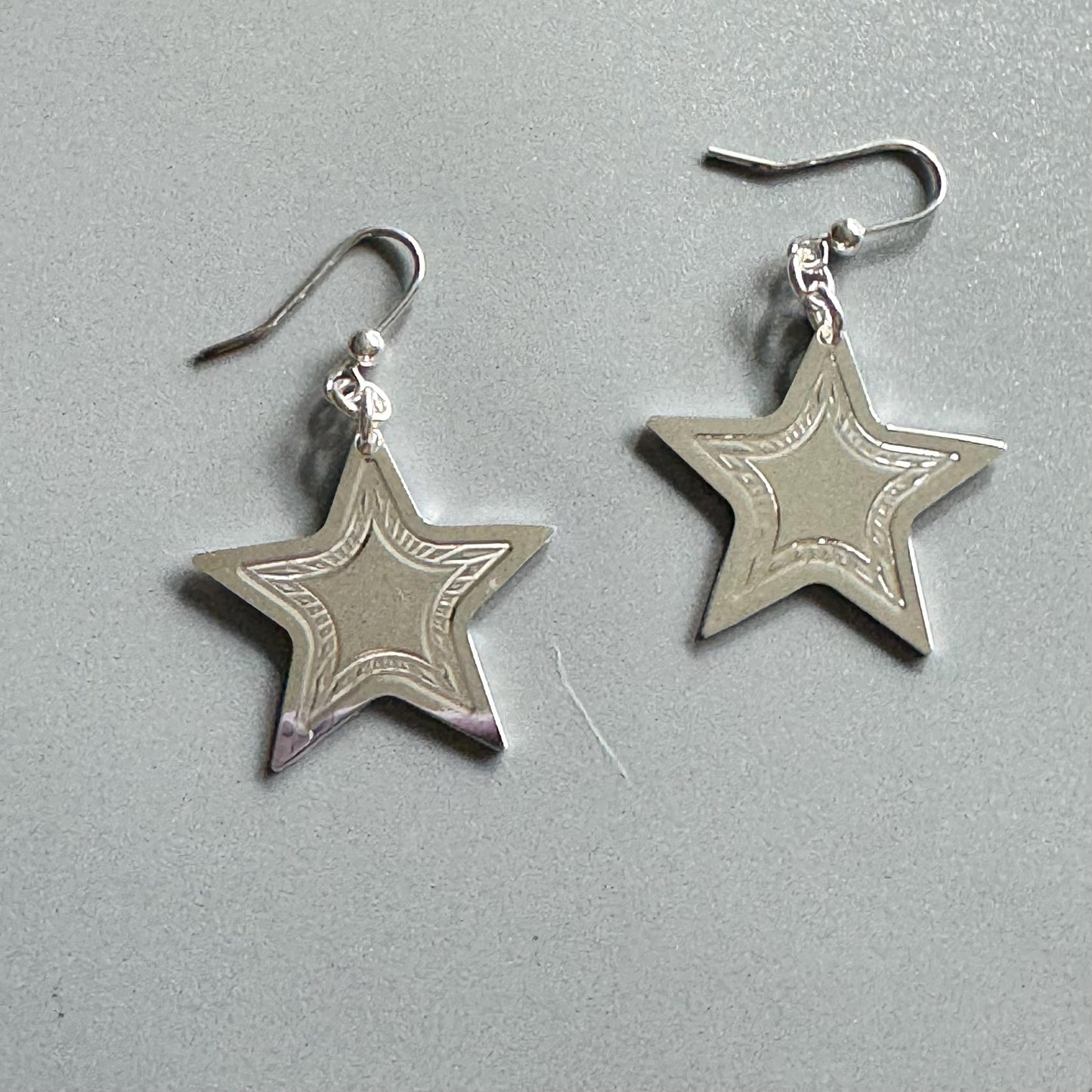 Sterling Silver Turquoise Star Earrings: 925 Stamped