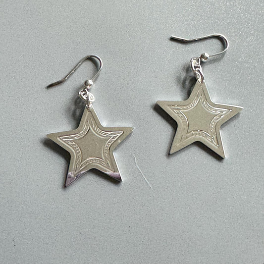 Sterling Silver Turquoise Star Earrings: 925 Stamped