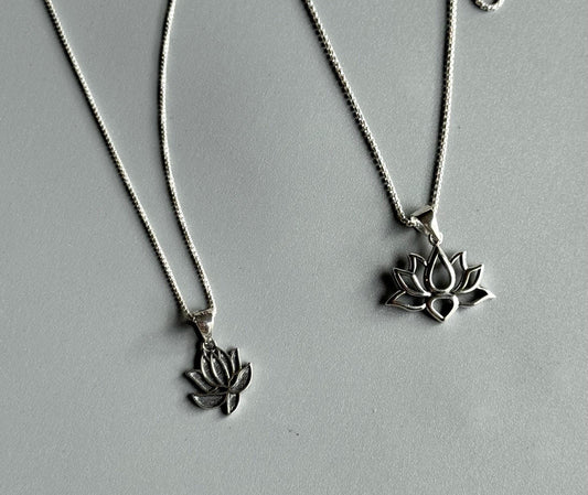 Dainty Lotus Flower Pendant Sterling Silver Necklace, Promise Silver Flowers Necklace, Spirit Lotus Flower Pendant, Silver Flower Necklace.