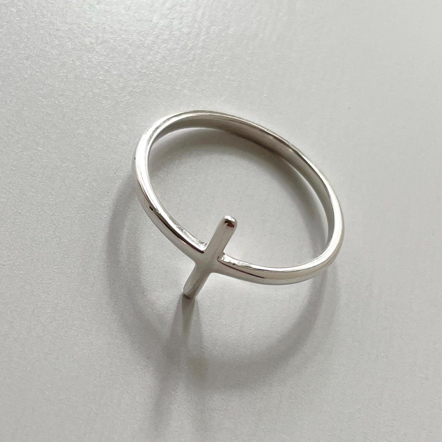 Tiny Cross Sterling Silver Ring - Religious Ring - Dainty Ring - Silver Ring - Cross Ring - Statement Ring
