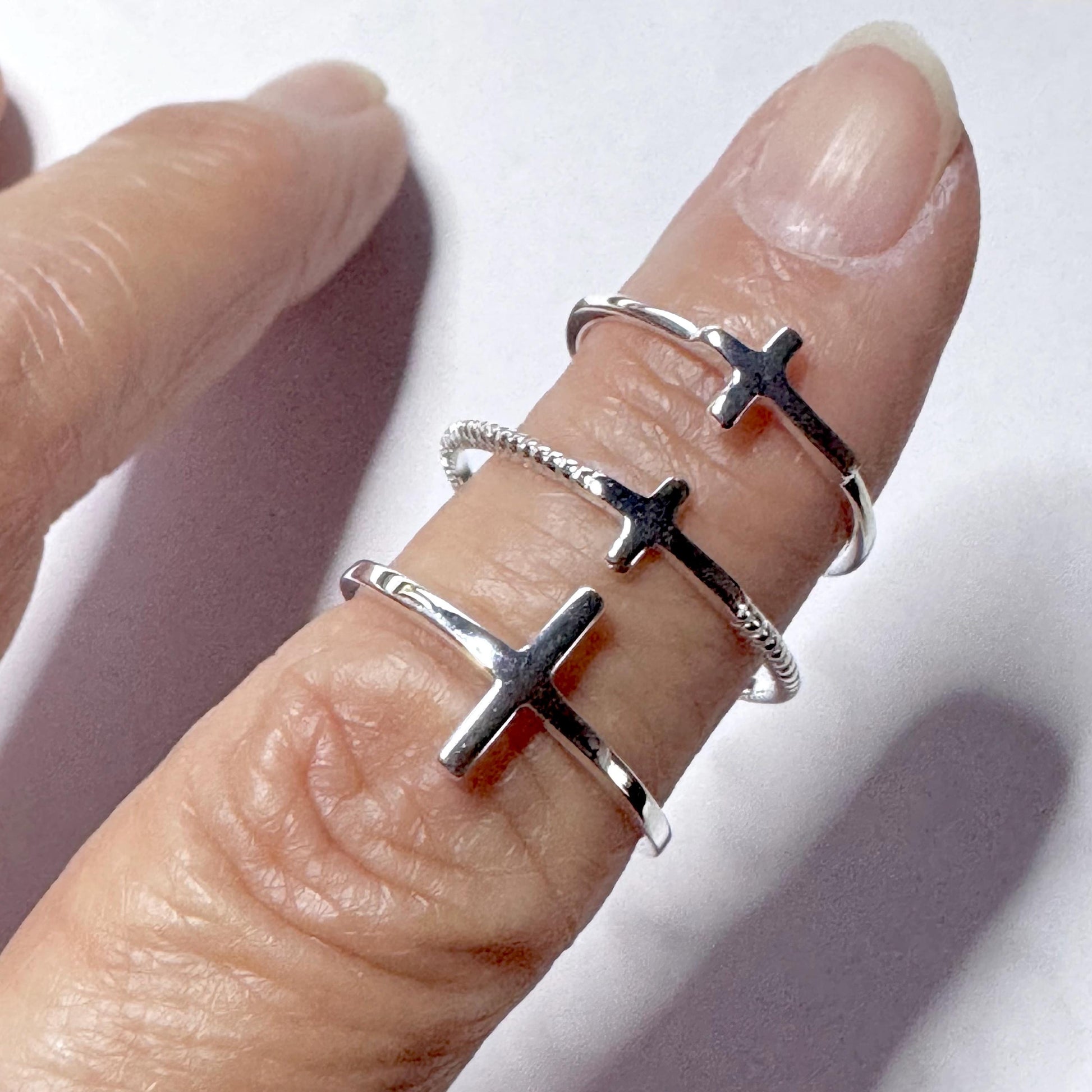 Tiny Cross Sterling Silver Ring - Religious Ring - Dainty Ring - Silver Ring - Cross Ring - Statement Ring