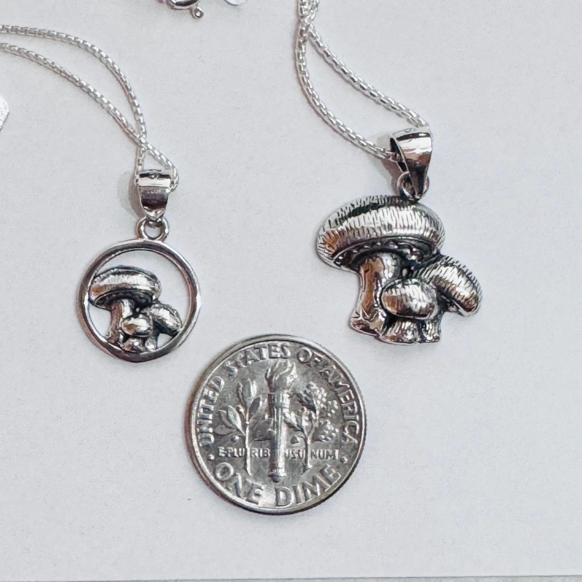 Oxidized Sterling Silver Mushroom Pendant Necklace: Spiritual Jewelry Gift