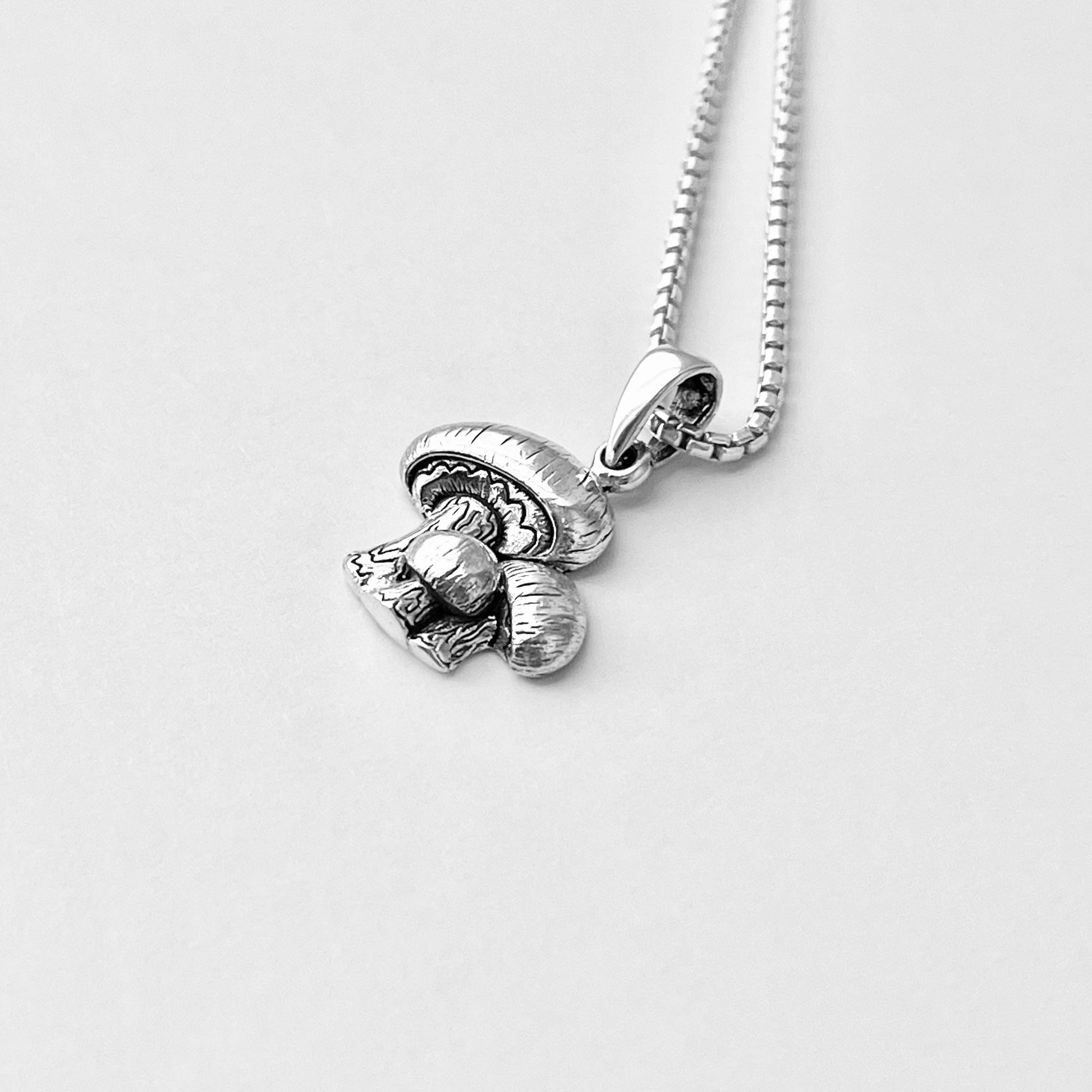 Oxidized Sterling Silver Mushroom Pendant Necklace: Spiritual Jewelry Gift