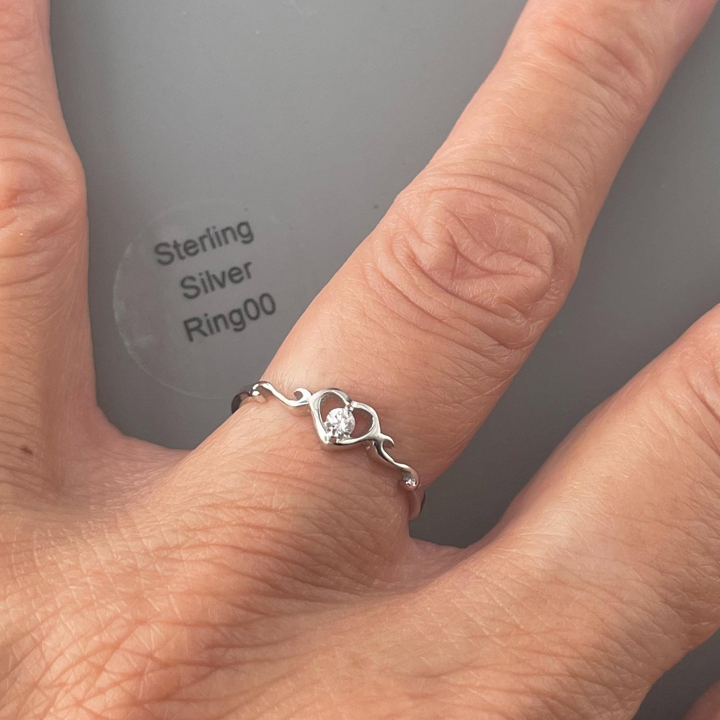 Dainty CZ Heart Sterling Silver Ring: Love, Promise, Anniversary