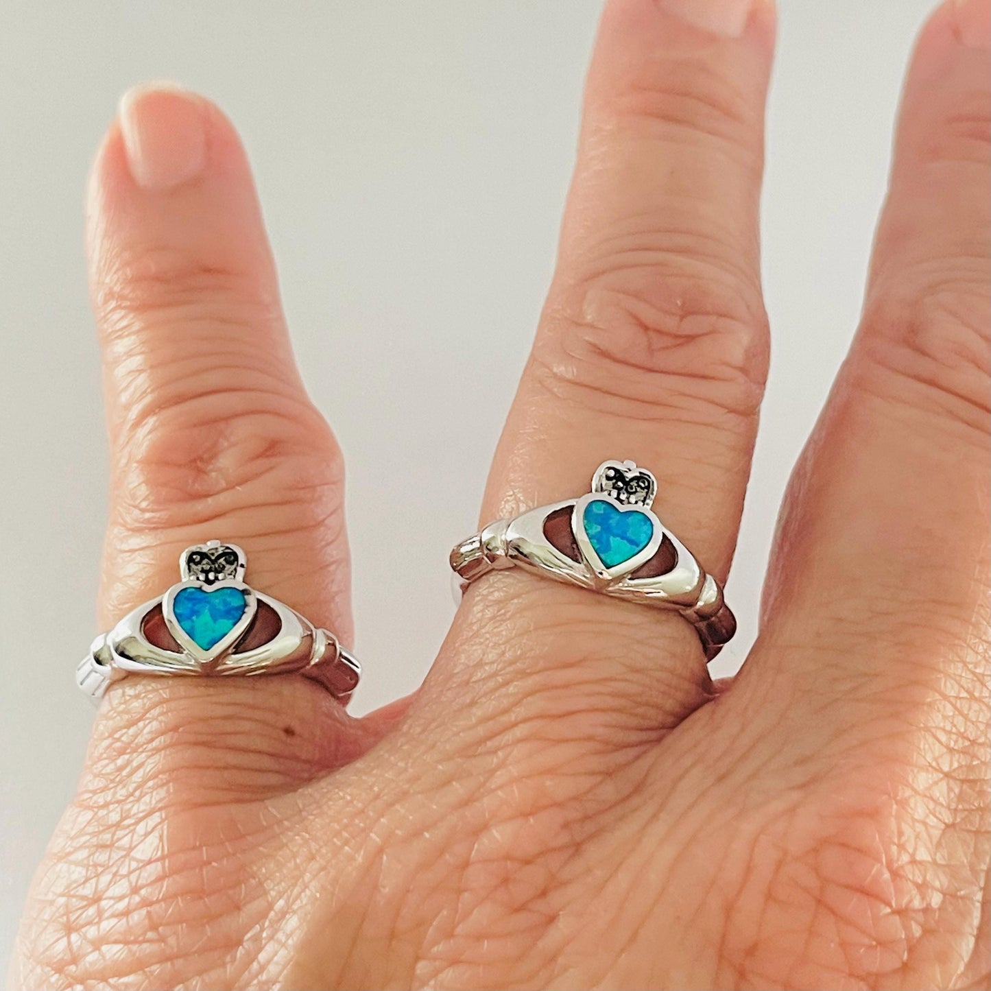 Claddagh Fire Opal Sterling Silver Ring, Irish Ring, Silver Heart Ring, Claddagh Ring, Religious Ring, Opal Ring, Silver Ring, Promise Ring