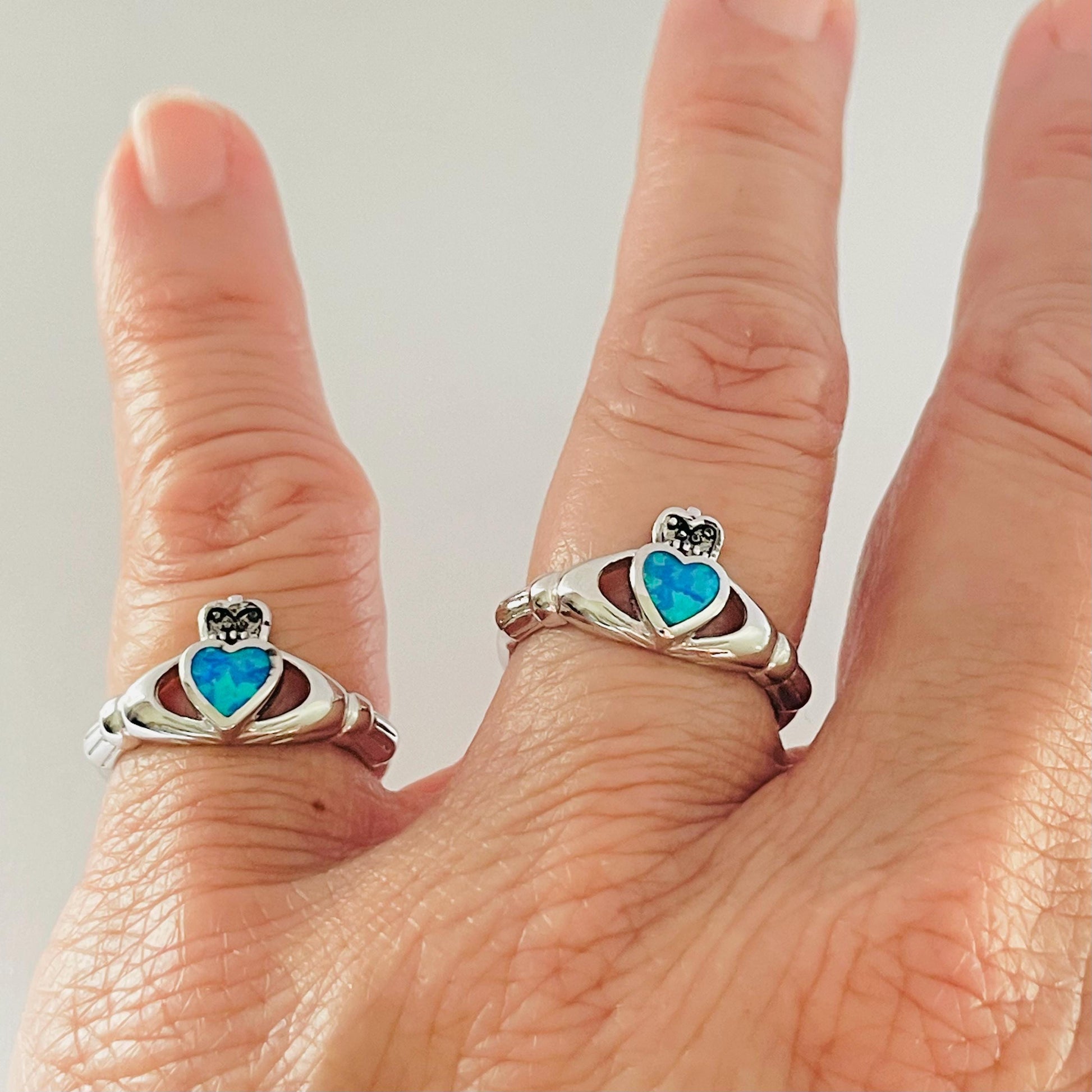 Claddagh Fire Opal Sterling Silver Ring, Irish Ring, Silver Heart Ring, Claddagh Ring, Religious Ring, Opal Ring, Silver Ring, Promise Ring
