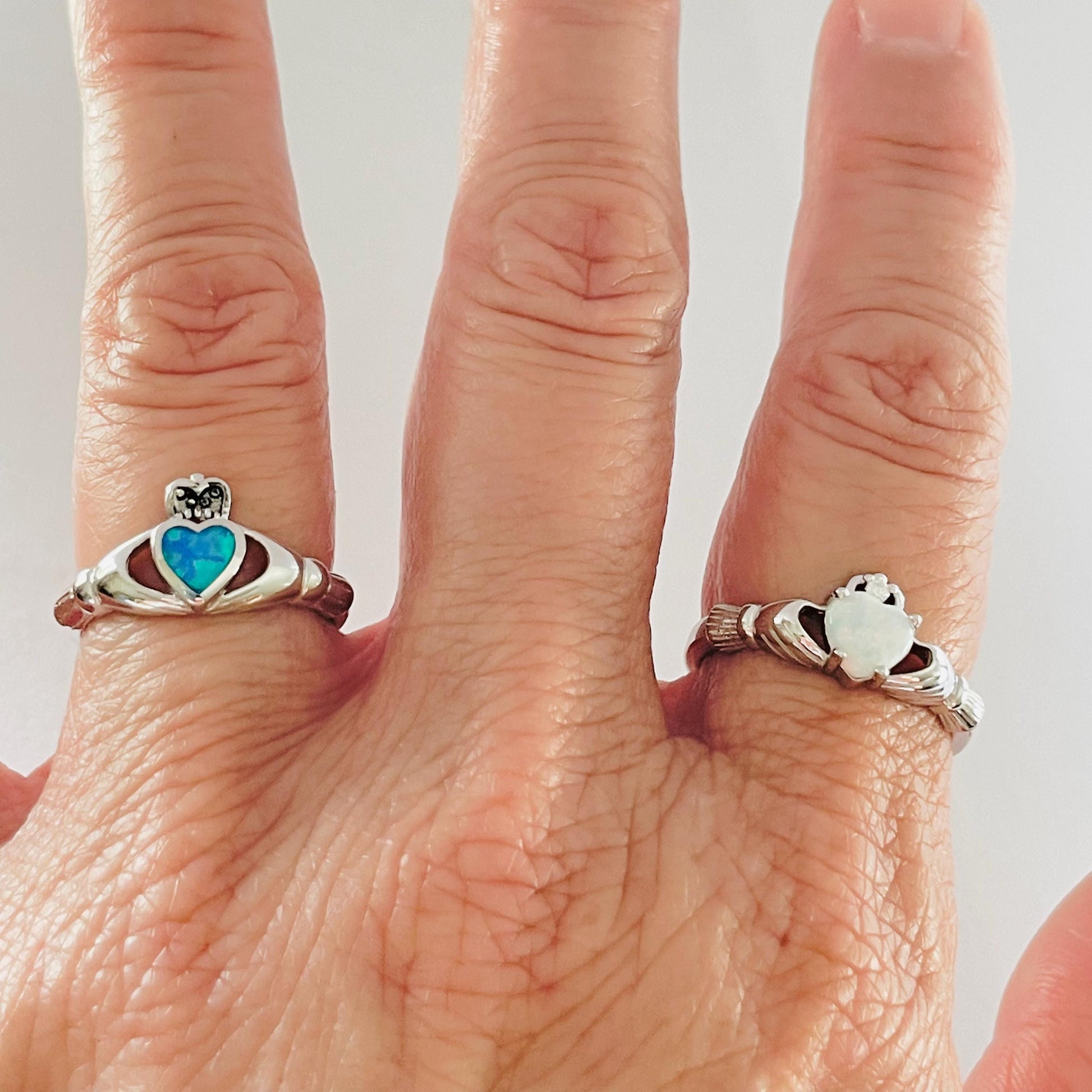 Claddagh Fire Opal Sterling Silver Ring, Irish Ring, Silver Heart Ring, Claddagh Ring, Religious Ring, Opal Ring, Silver Ring, Promise Ring