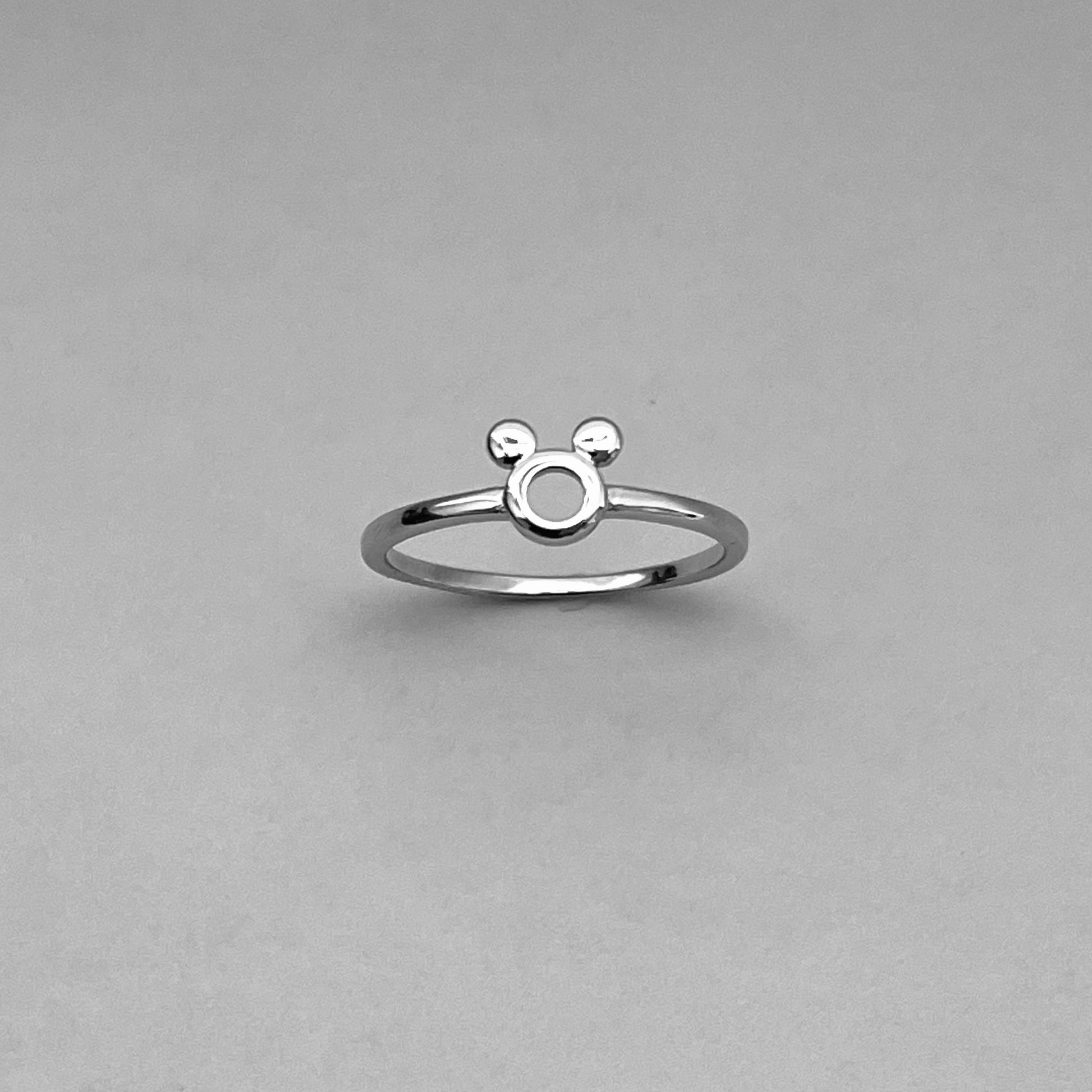 CZ Mickey Mouse Sterling Silver Ring: Dainty Mouse Ears