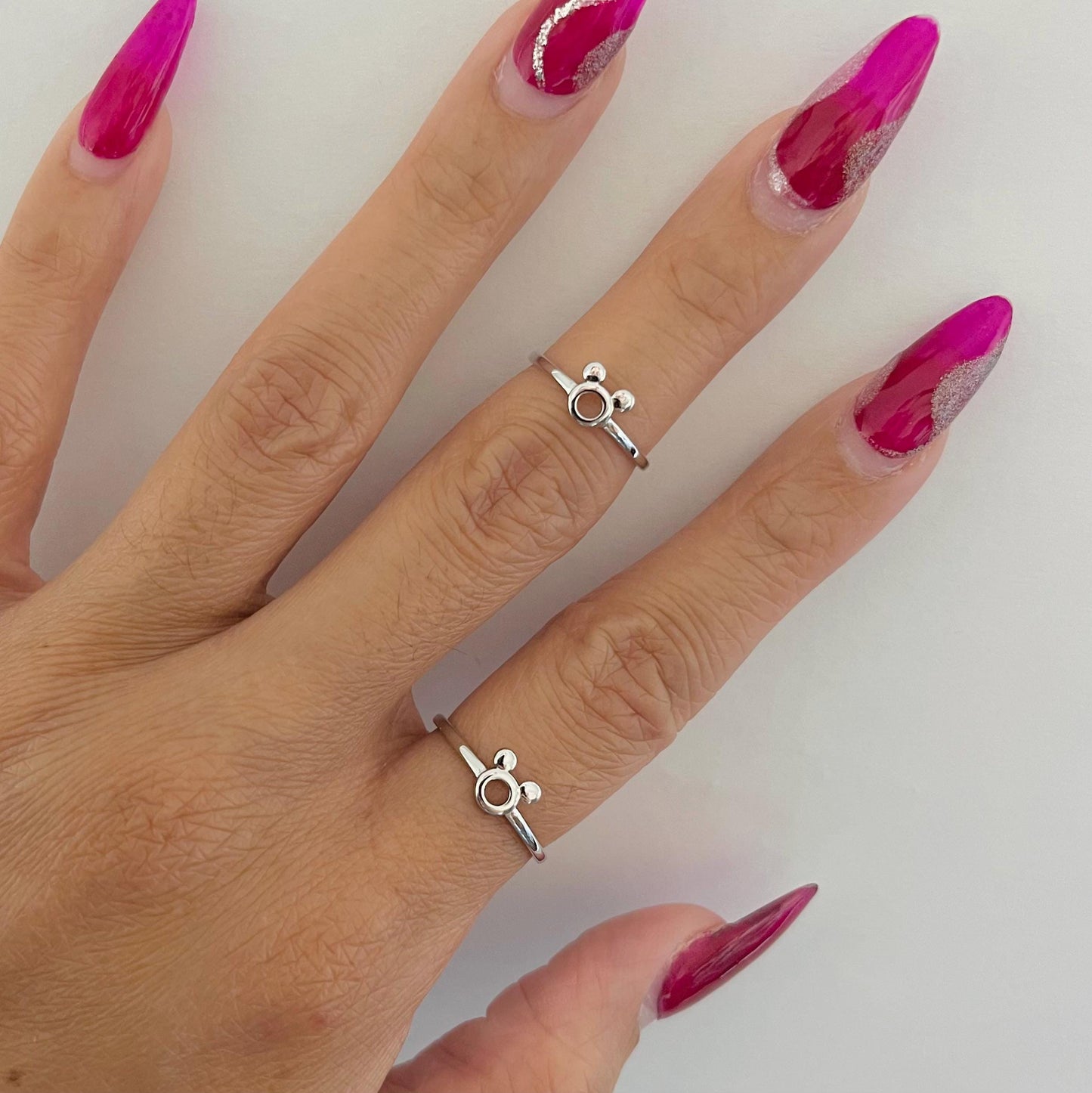 CZ Mickey Mouse Sterling Silver Ring: Dainty Mouse Ears