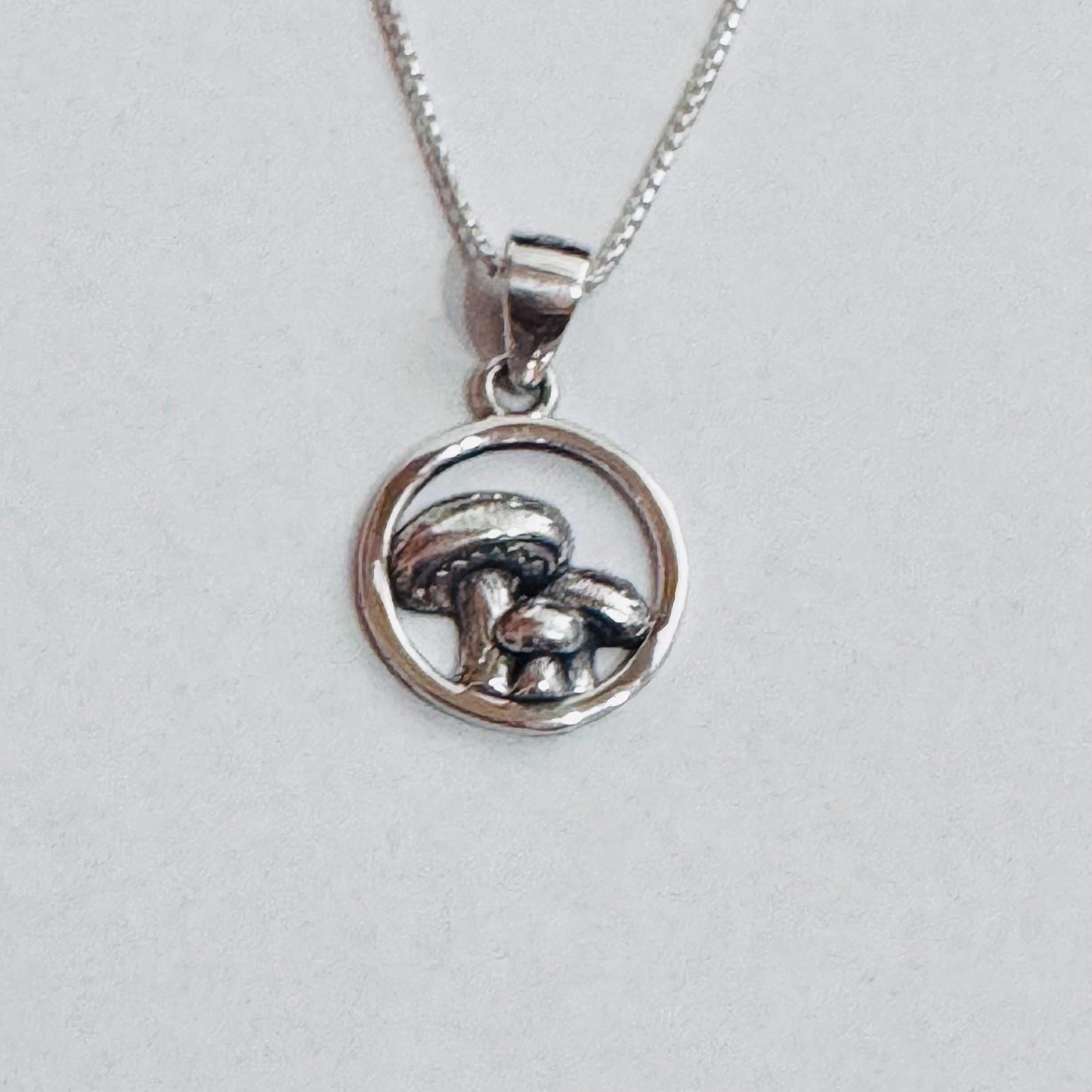 Oxidized Sterling Silver Mushroom Pendant Necklace: Spiritual Jewelry Gift