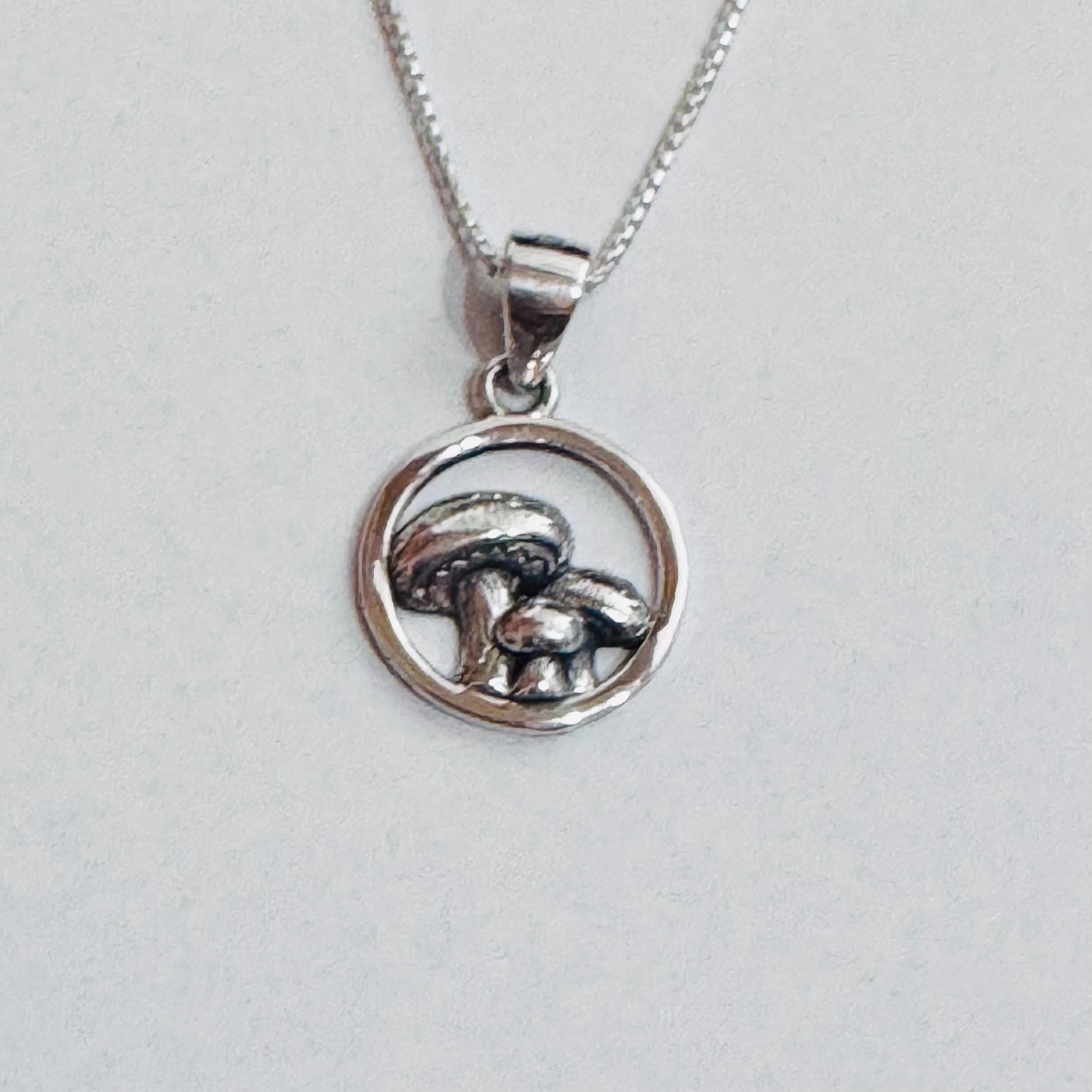 Oxidized Sterling Silver Mushroom Pendant Necklace: Spiritual Jewelry Gift