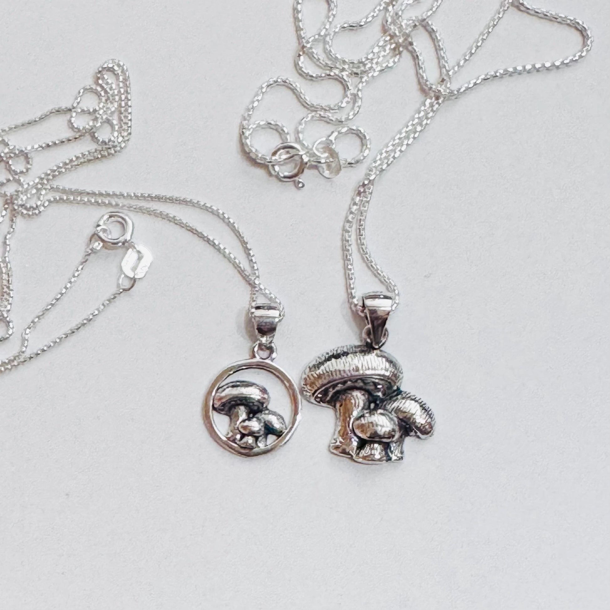 Oxidized Sterling Silver Mushroom Pendant Necklace: Spiritual Jewelry Gift