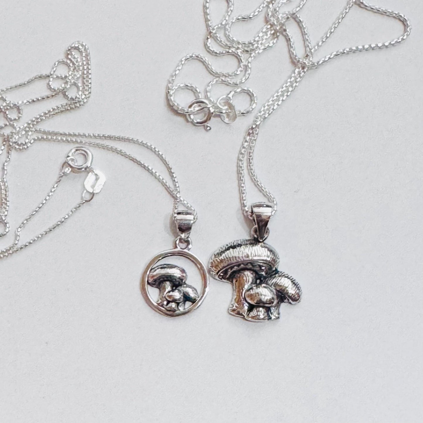 Oxidized Sterling Silver Mushroom Pendant Necklace: Spiritual Jewelry Gift