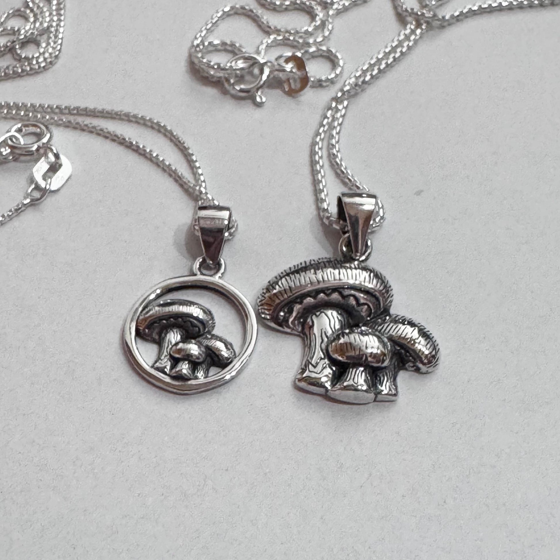 Oxidized Sterling Silver Mushroom Pendant Necklace: Spiritual Jewelry Gift